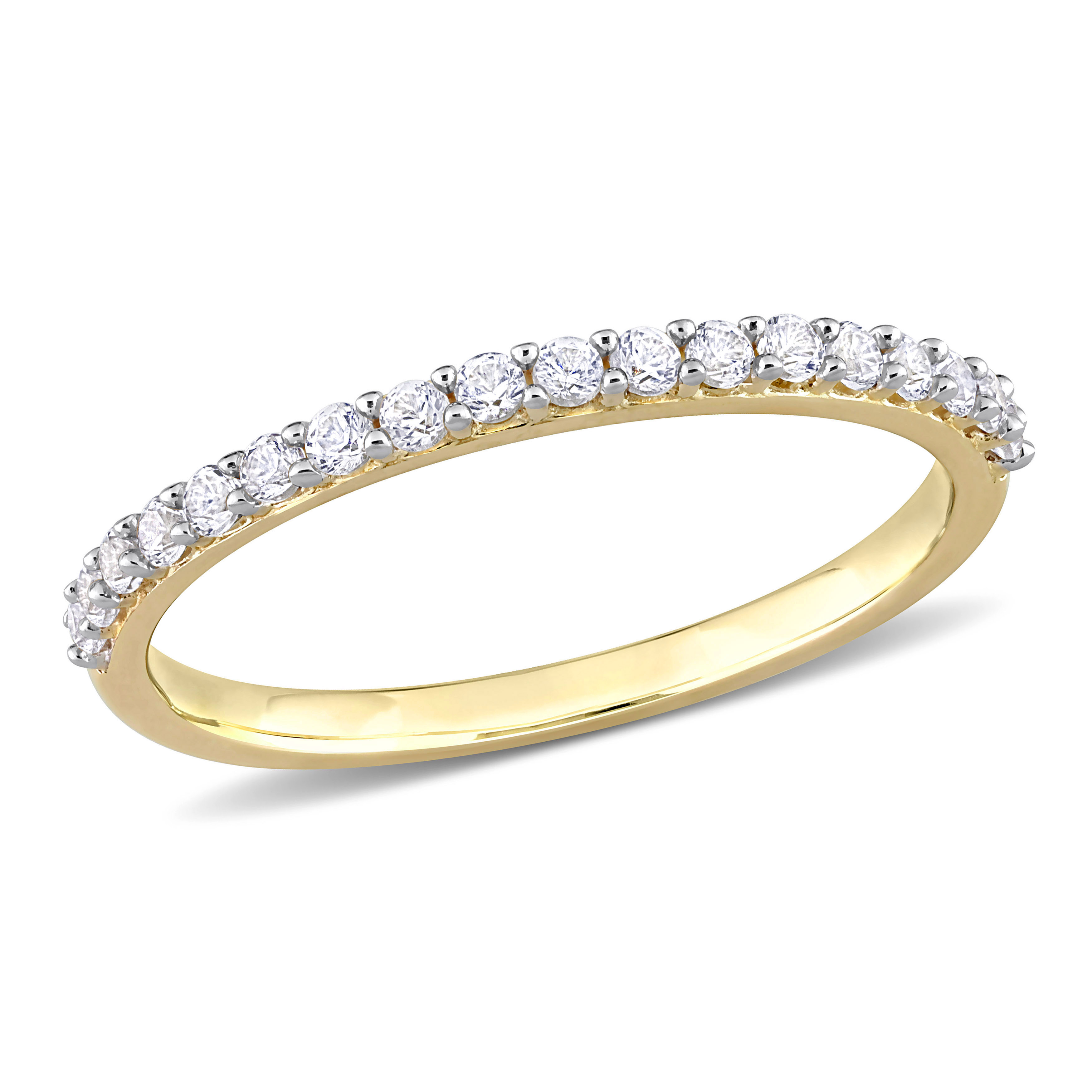 3/8 CT TGW Created White Sapphire Semi-Eternity Ring in 10k Yellow Gold