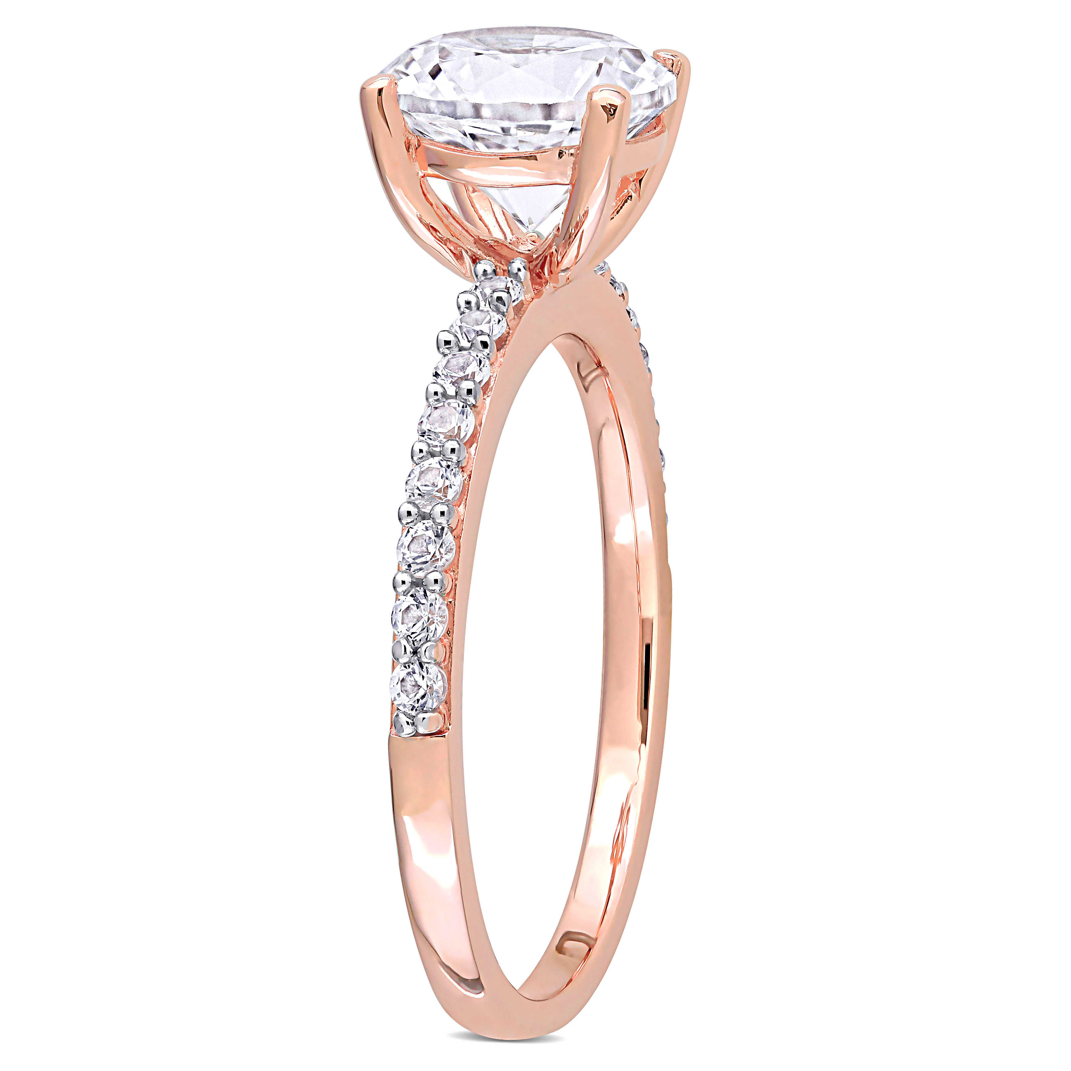 2 3/4 CT TGW Created White Sapphire Solitaire Engagement Ring in 10k Rose Gold