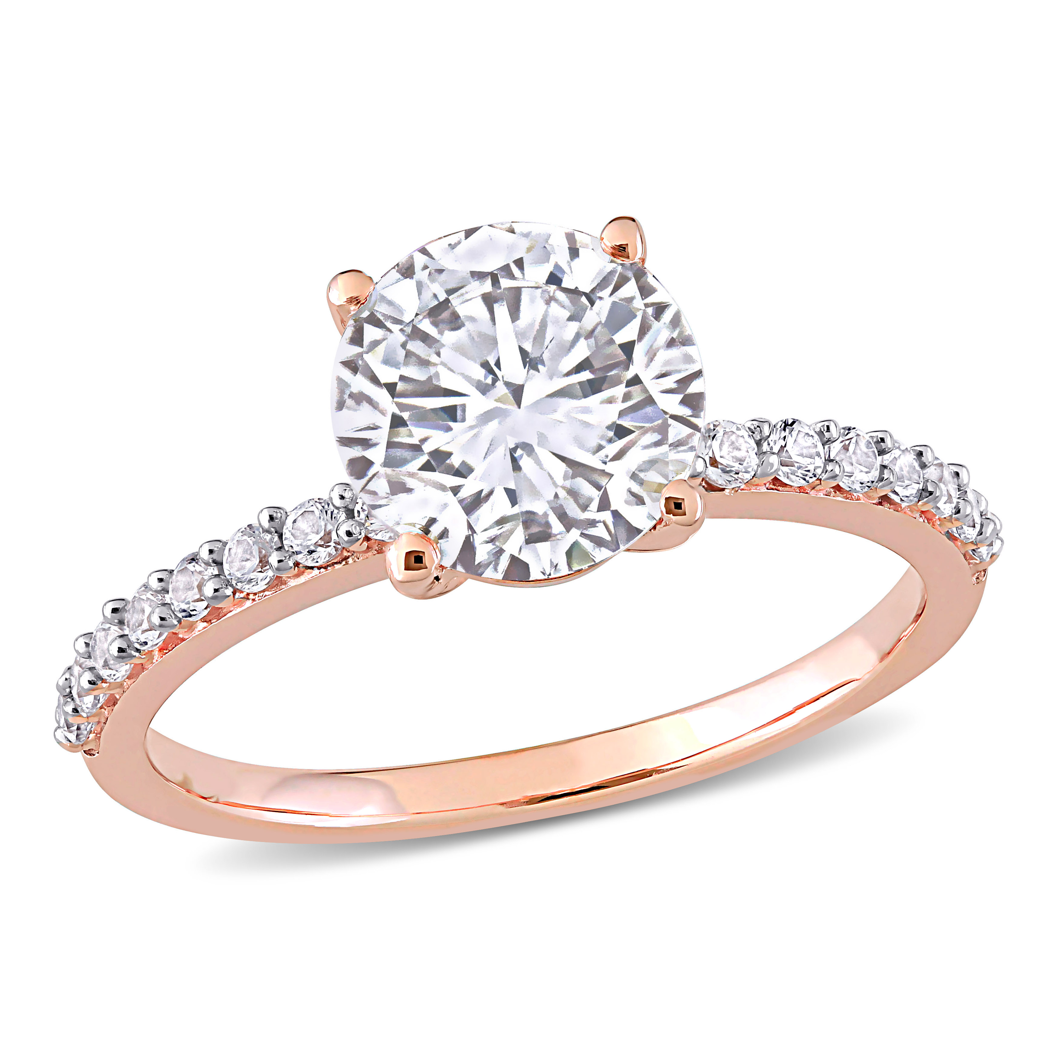 2 3/4 CT TGW Created White Sapphire Solitaire Engagement Ring in 10k Rose Gold