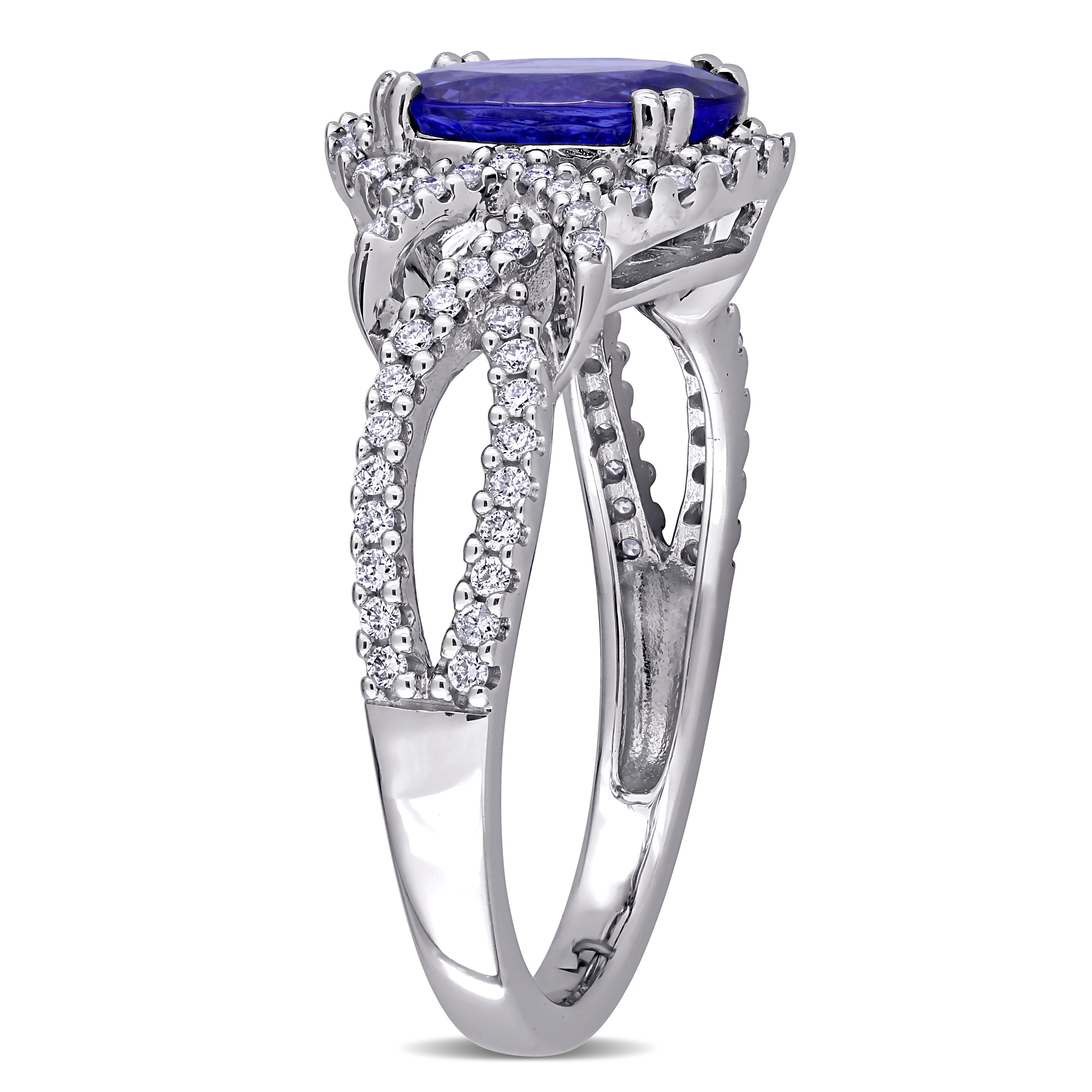 1 4/5 CT TGW Oval Shape Tanzanite and 1/3 CT TW Diamond Ring in 14k White Gold