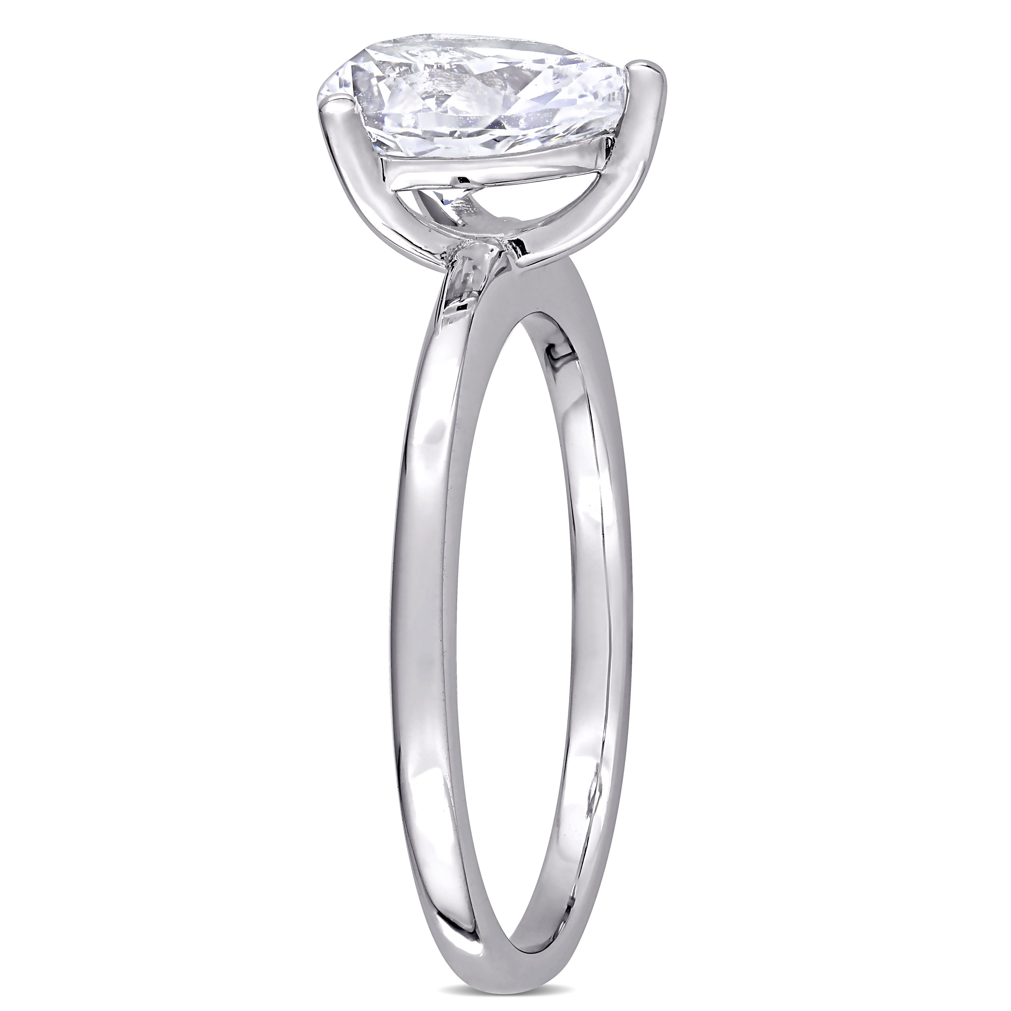 2 5/8 CT TGW Pear Shape Created White Sapphire Solitaire Ring in 10k White Gold
