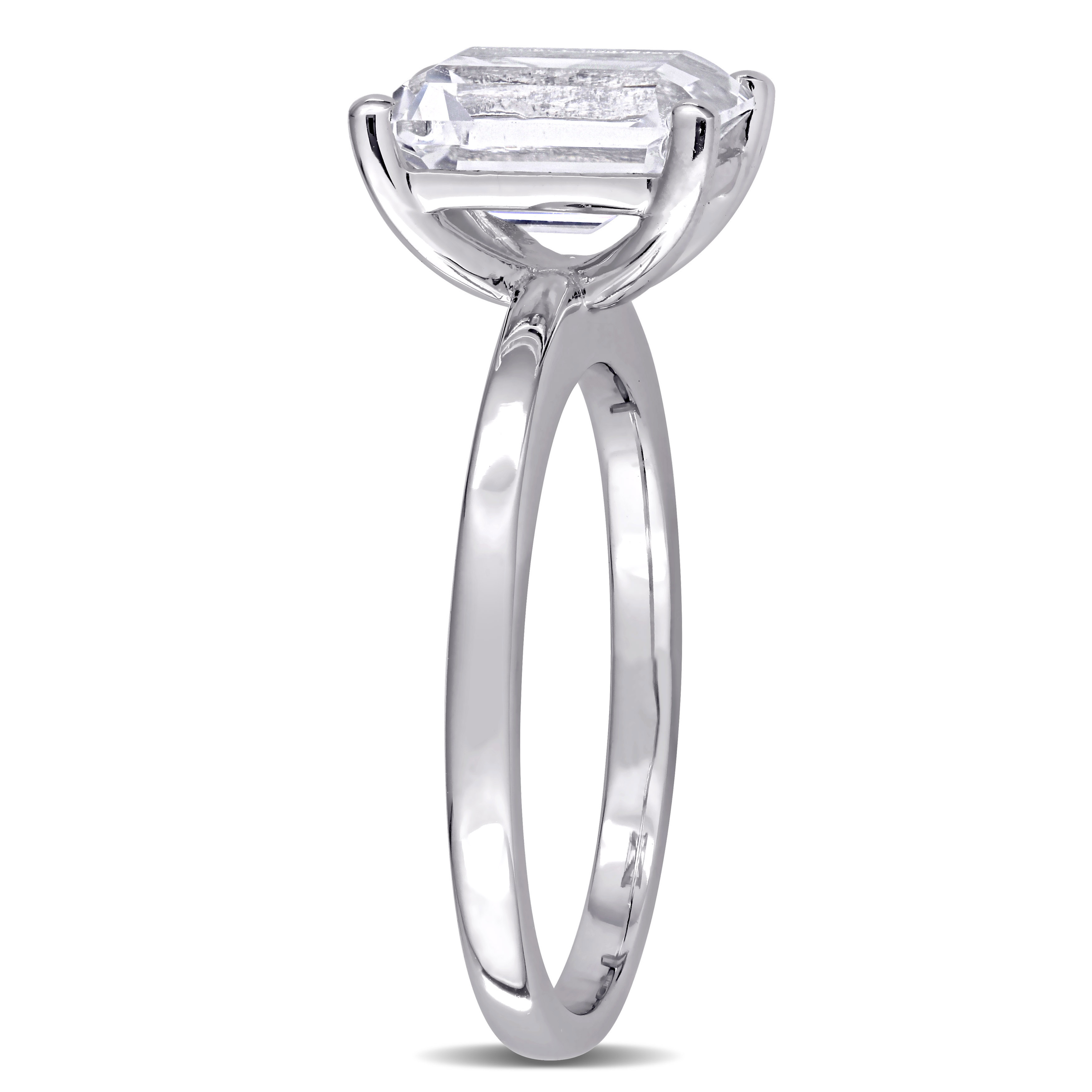 3 3/4 CT TGW Emerald-Cut Created White Sapphire Square Solitaire Ring in 10k White Gold