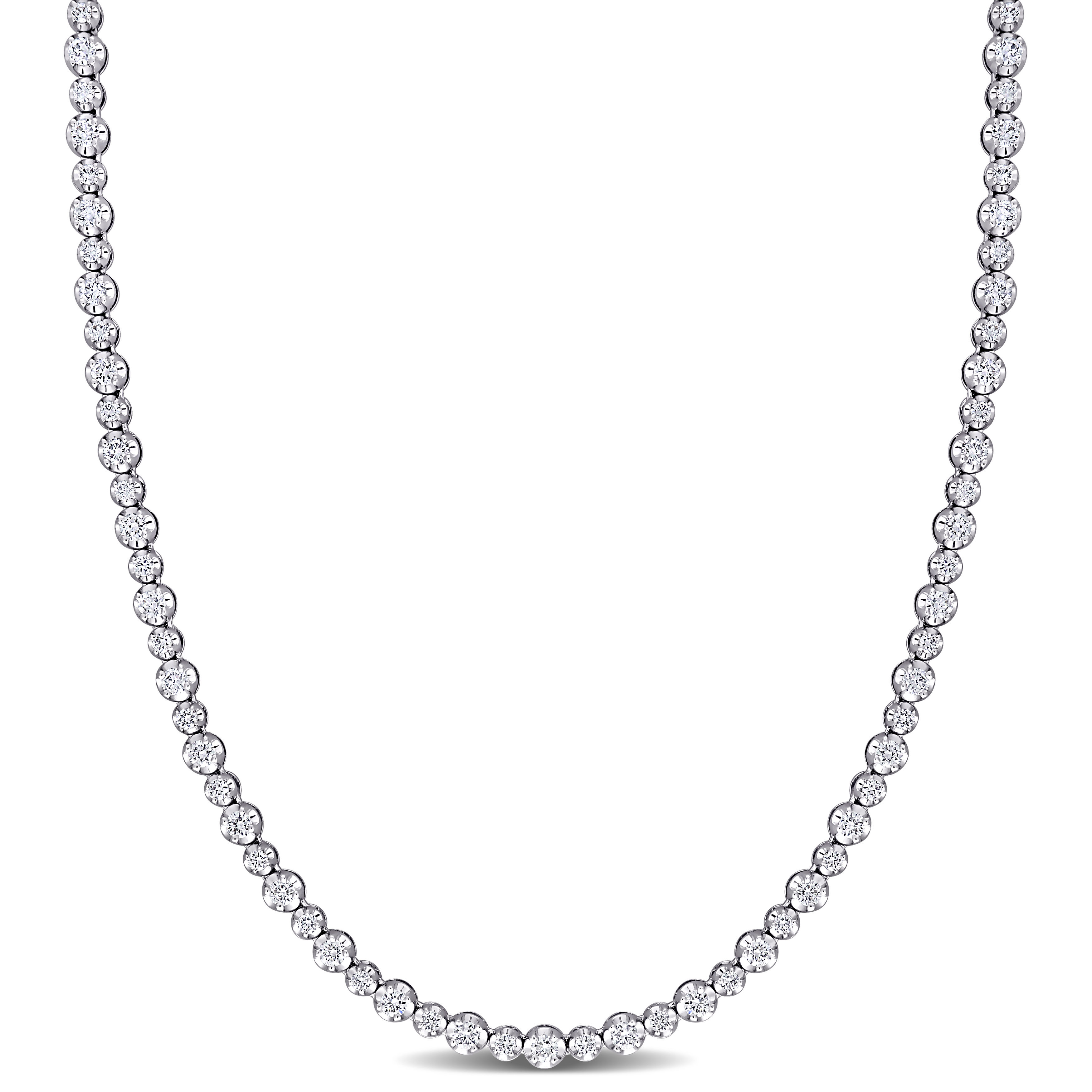 6 3/4 CT TW Diamond Tennis Necklace in 14k White Gold - 32 in