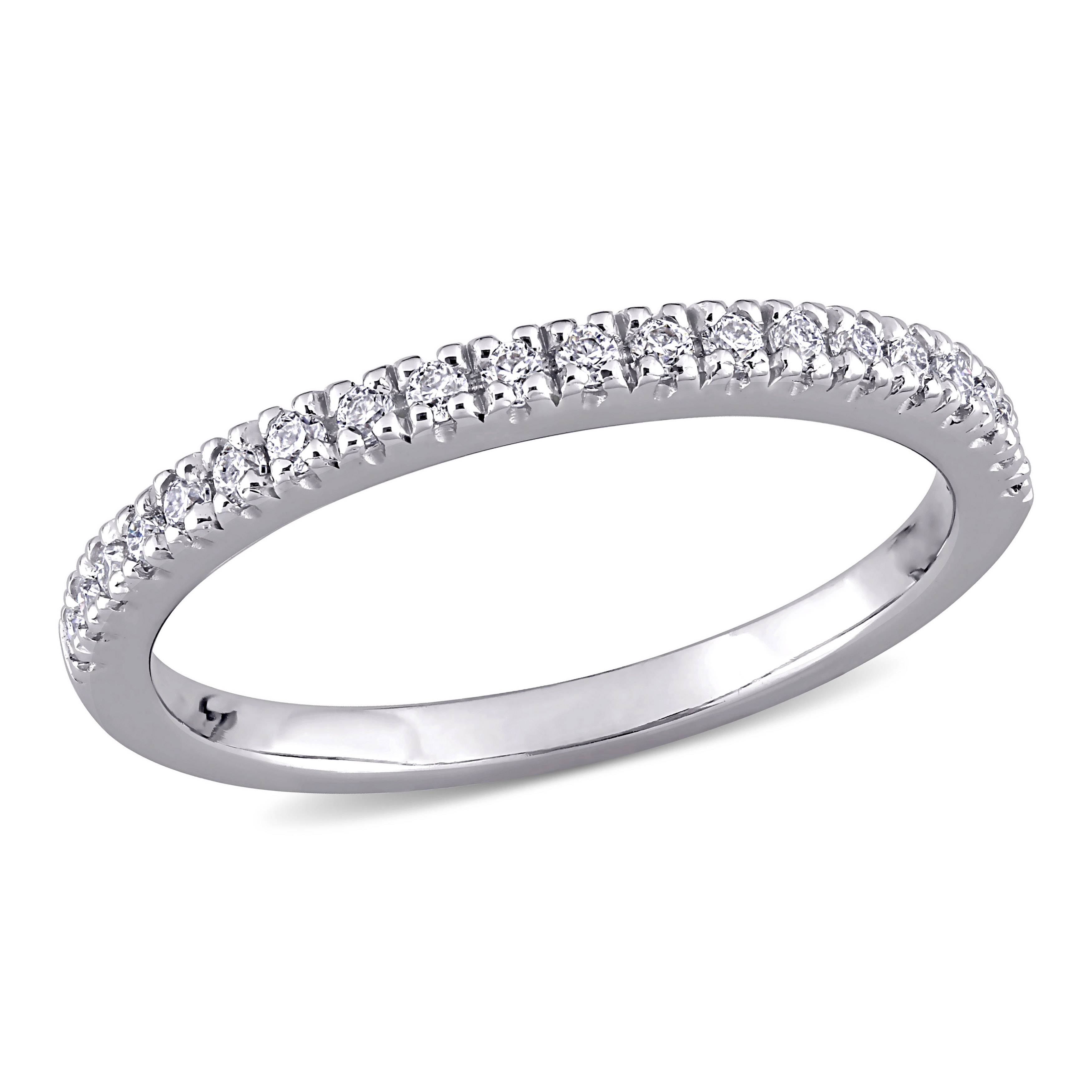 1/5 CT DEW Created Moissanite Stackable Anniversary Ring in 10k White Gold