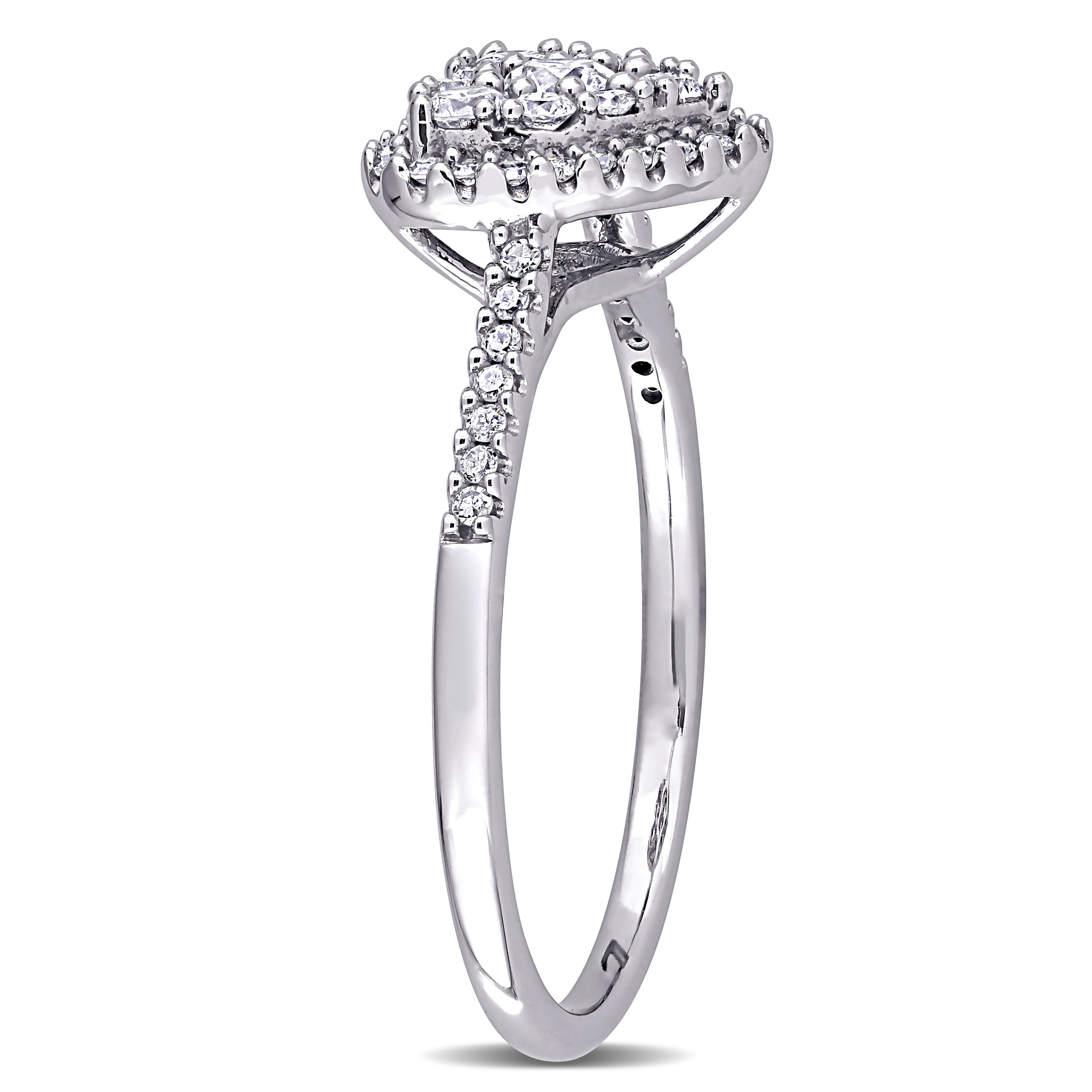 1/2 CT TW Diamond Composite Heart Shape Halo Engagement Ring in 10k White Gold