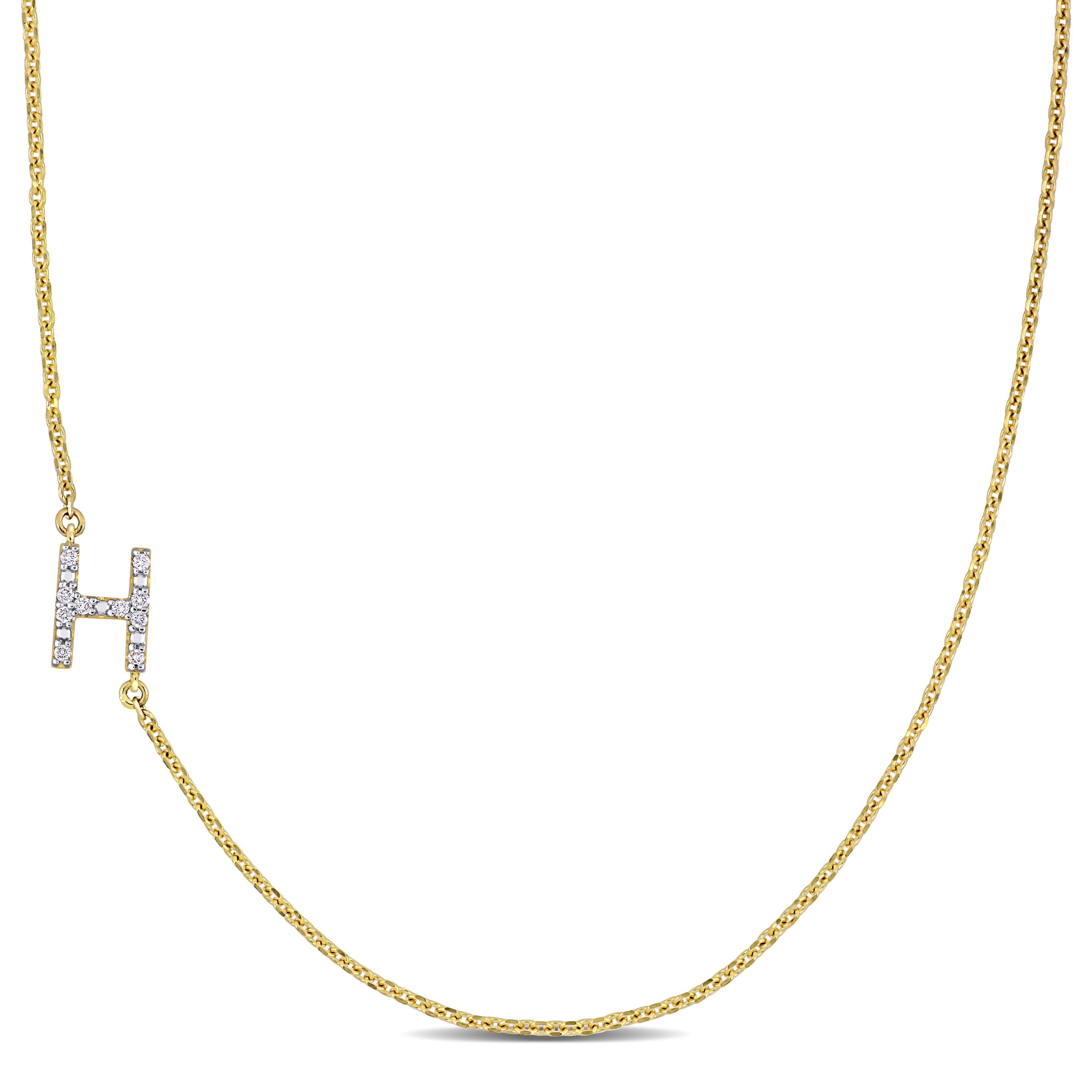 Diamond-Accent "H" Initial Pendant in 14k Yellow Gold