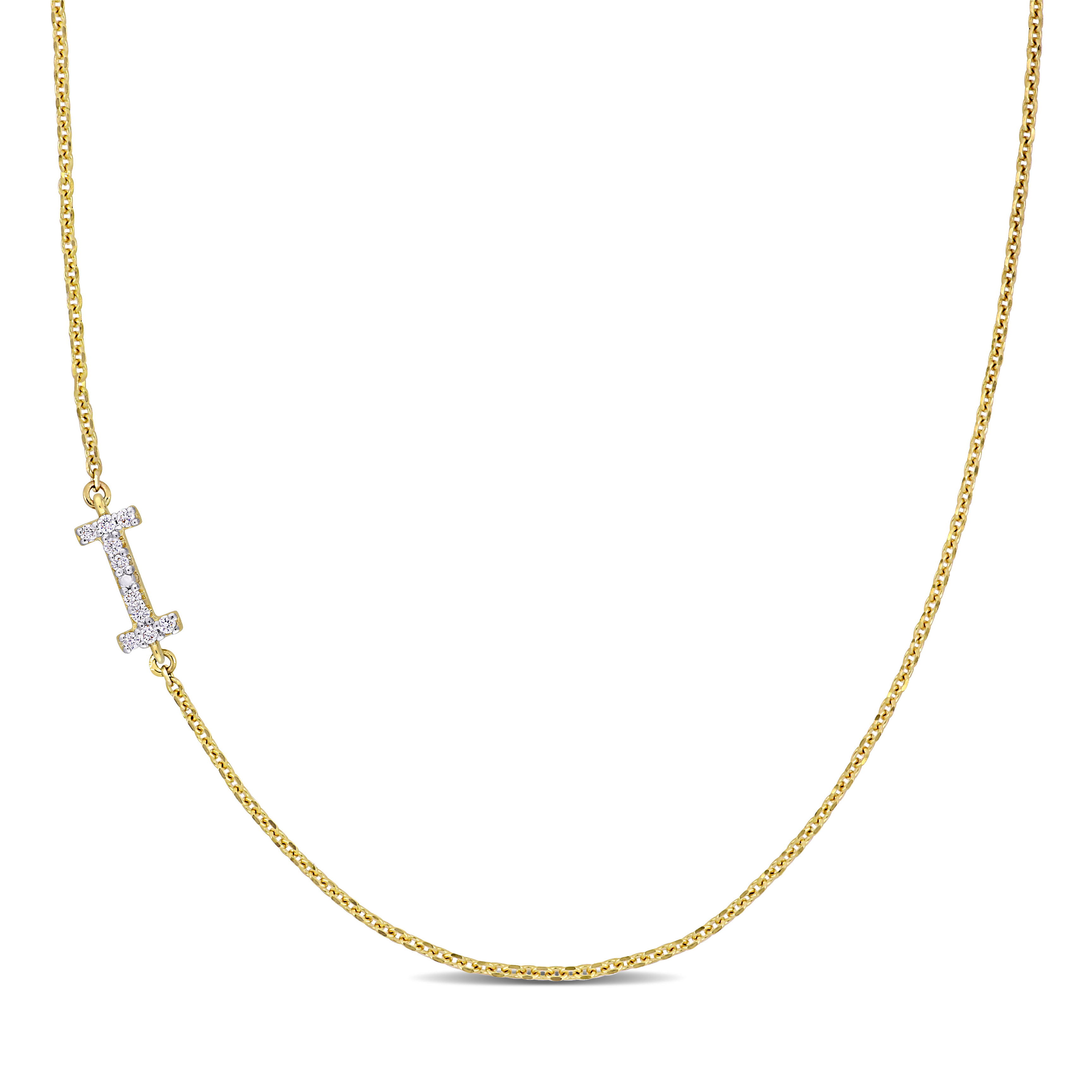 Diamond-Accent "I" Initial Pendant in 14k Yellow Gold