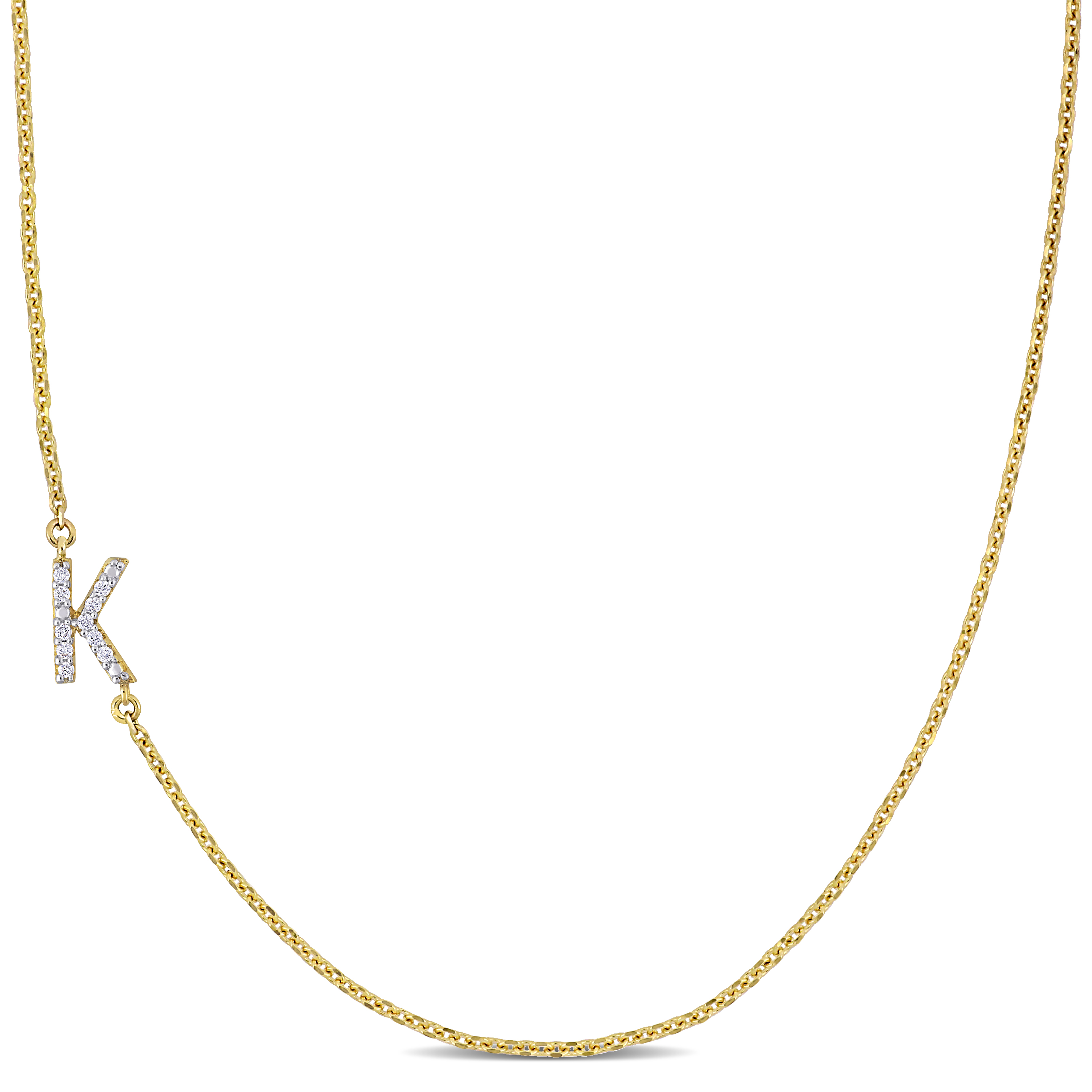 Diamond-Accent "K" Initial Pendant in 14k Yellow Gold