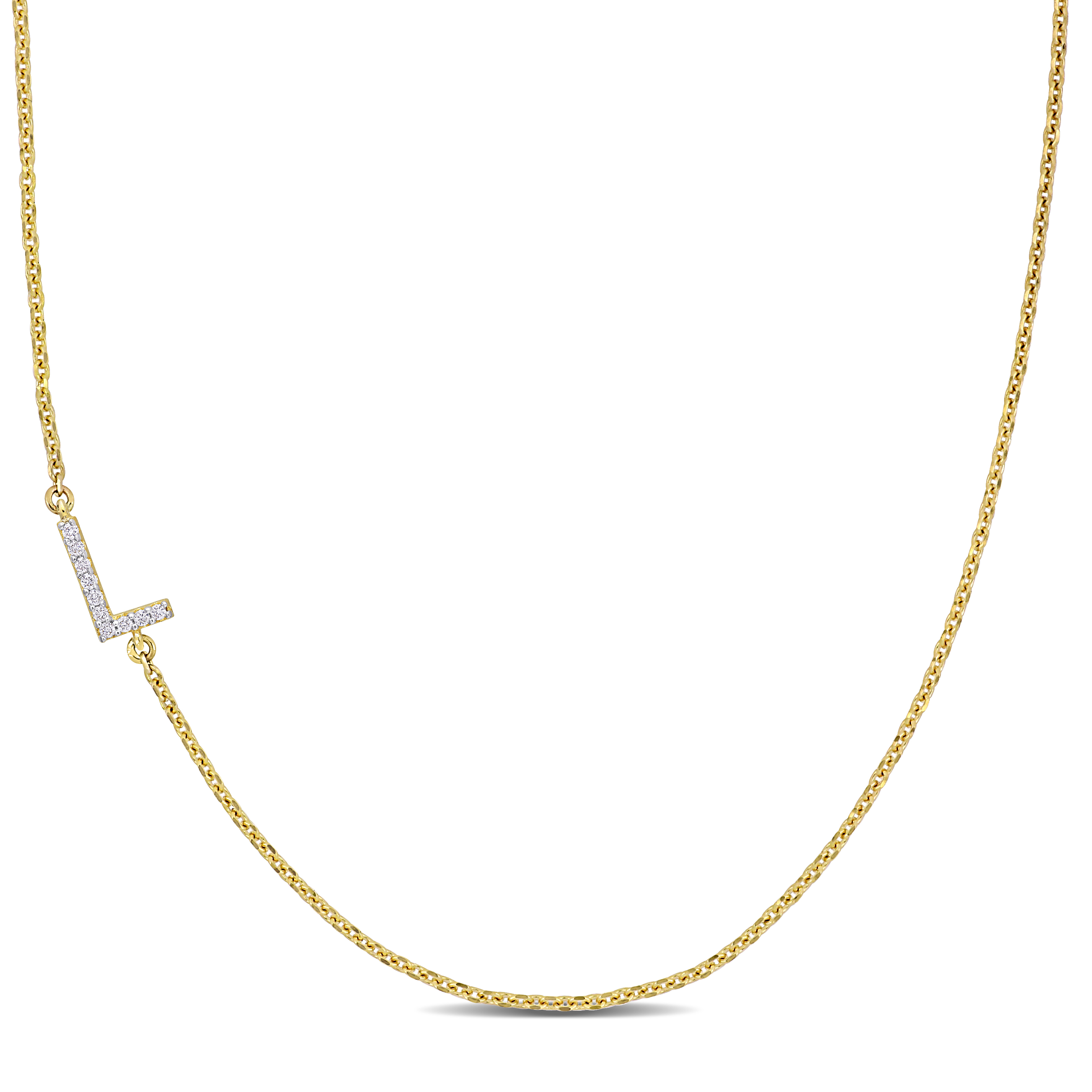 Diamond-Accent "L" Initial Pendant in 14k Yellow Gold