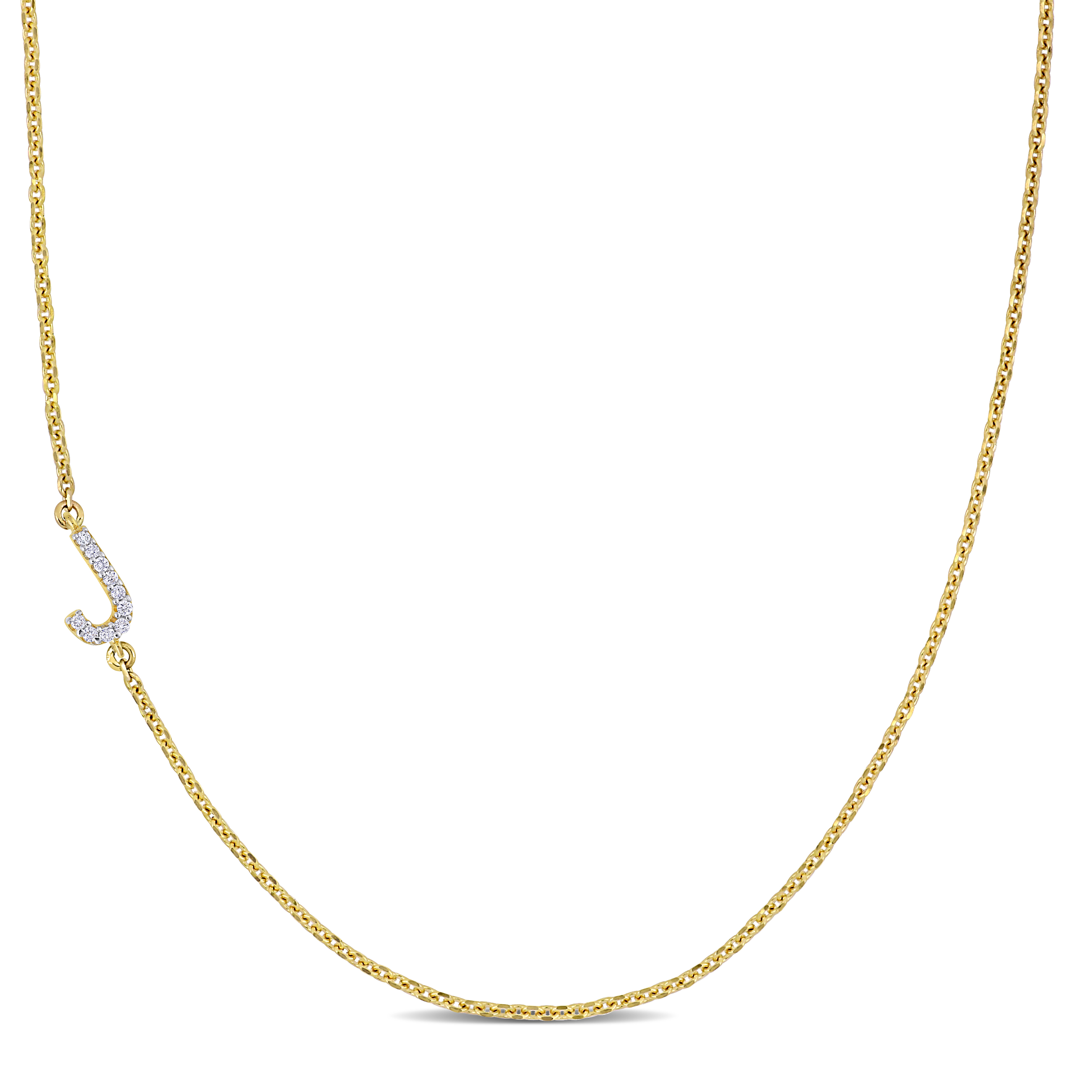 Diamond-Accent "J" Initial Pendant in 14k Yellow Gold