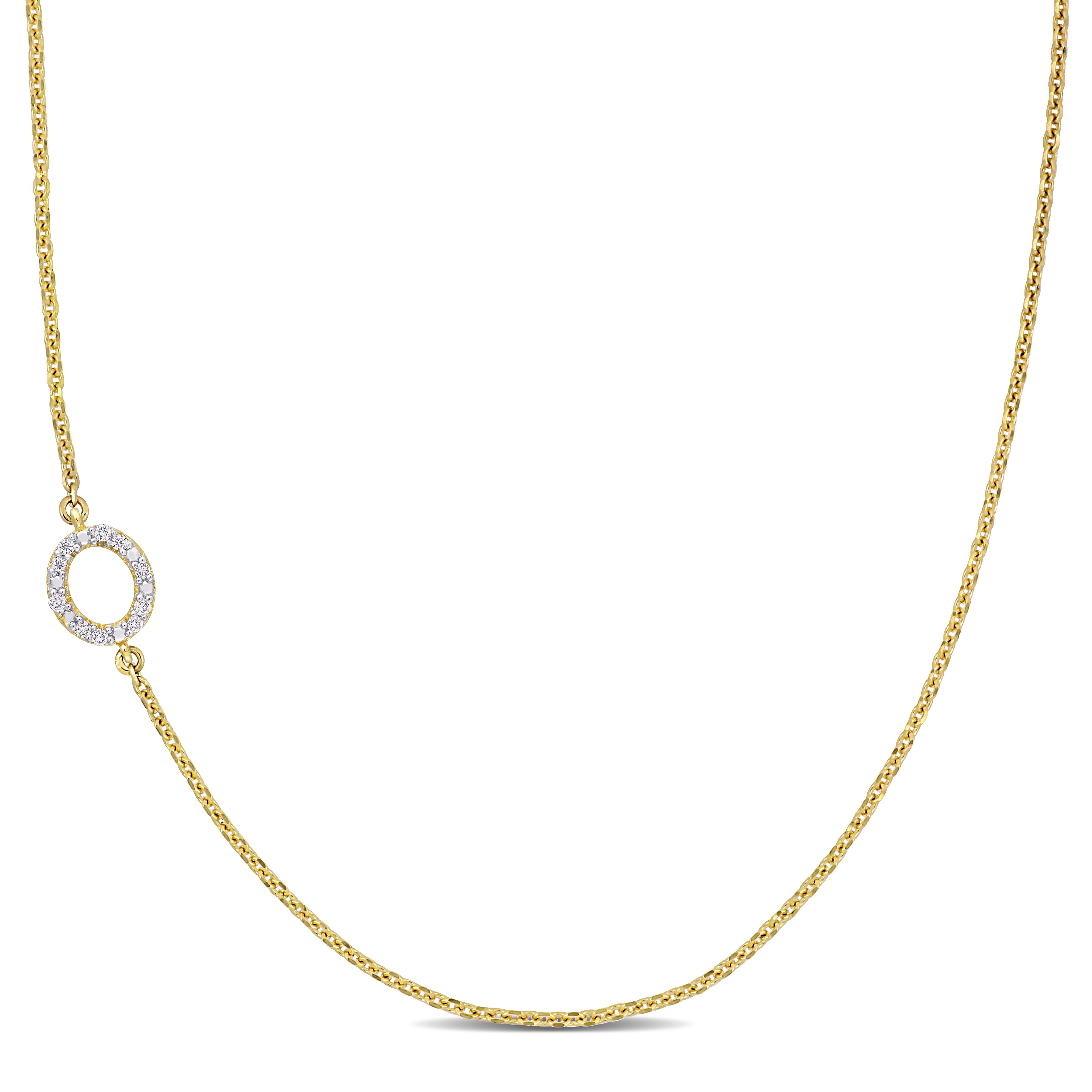 Diamond-Accent "O" Initial Pendant in 14k Yellow Gold