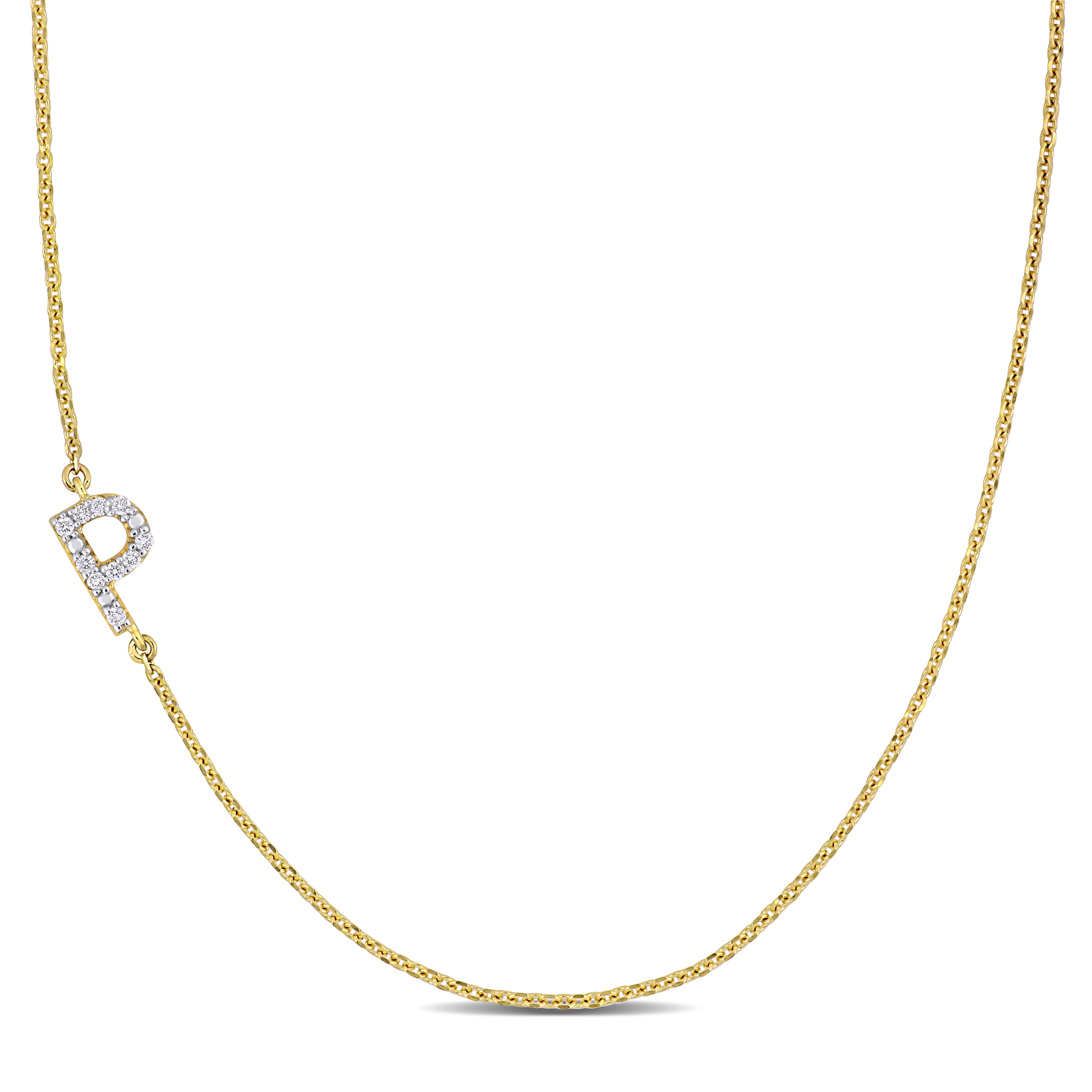 Diamond-Accent "P" Initial Pendant in 14k Yellow Gold