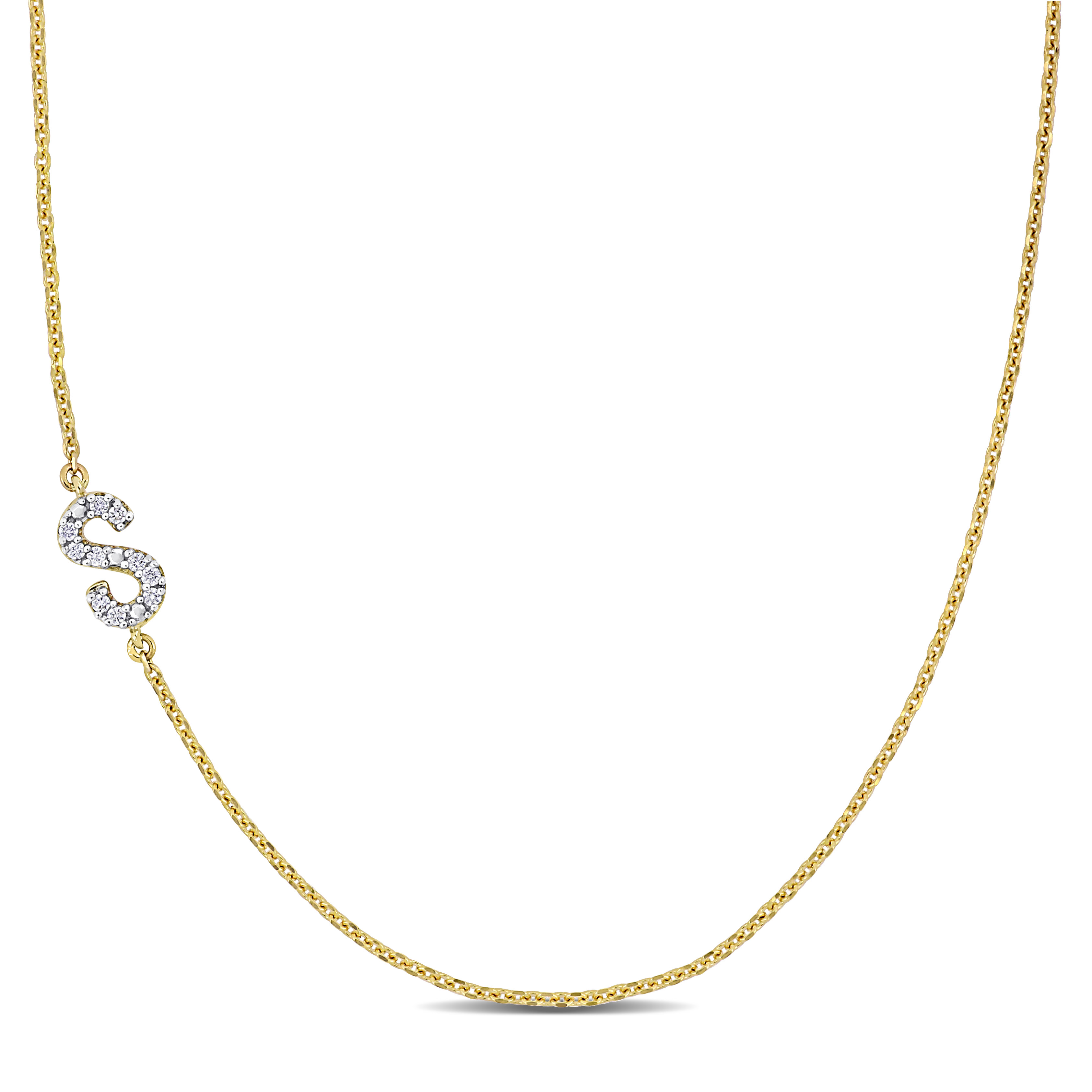 Diamond-Accent "S" Initial Pendant in 14k Yellow Gold