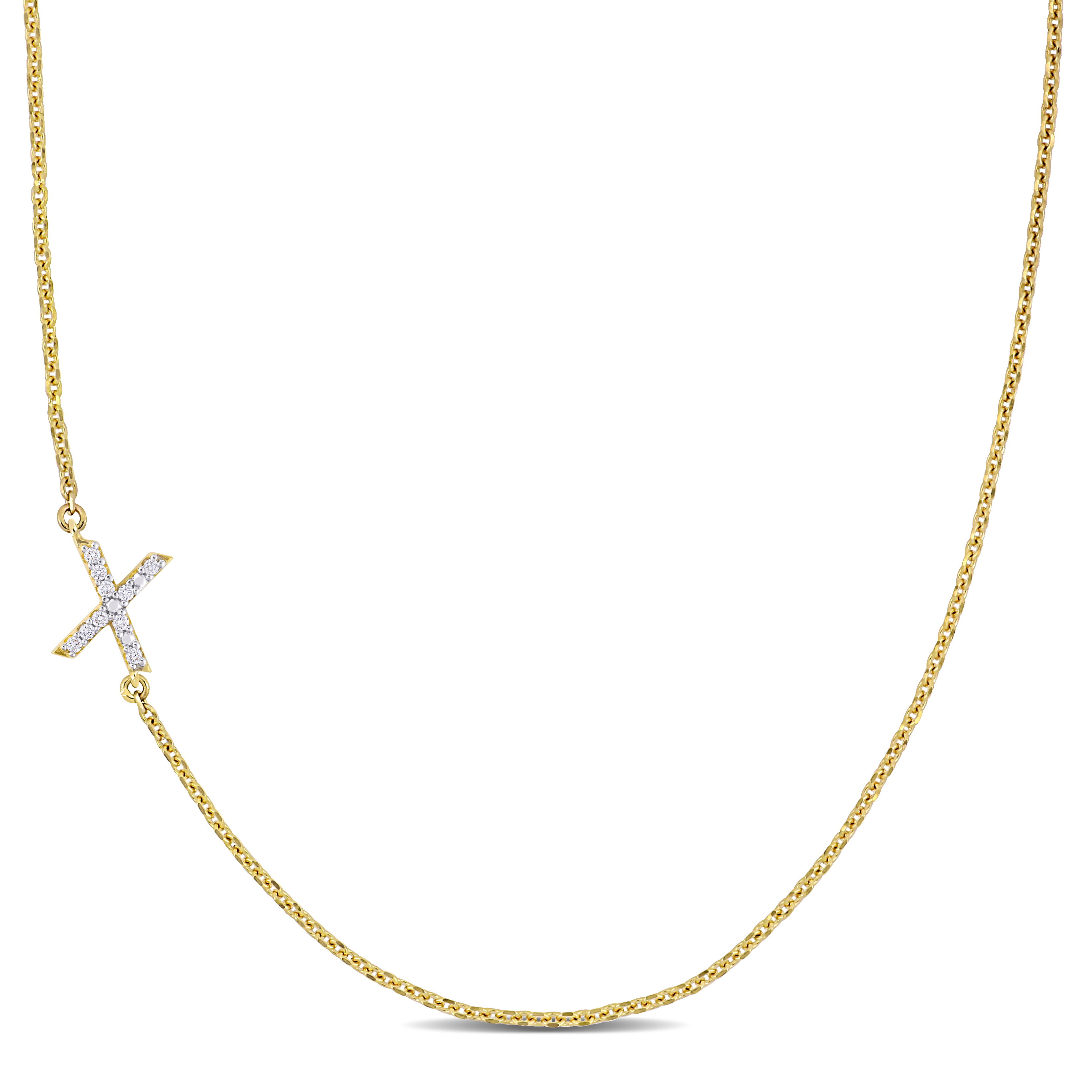 Diamond-Accent "X" Initial Pendant in 14k Yellow Gold