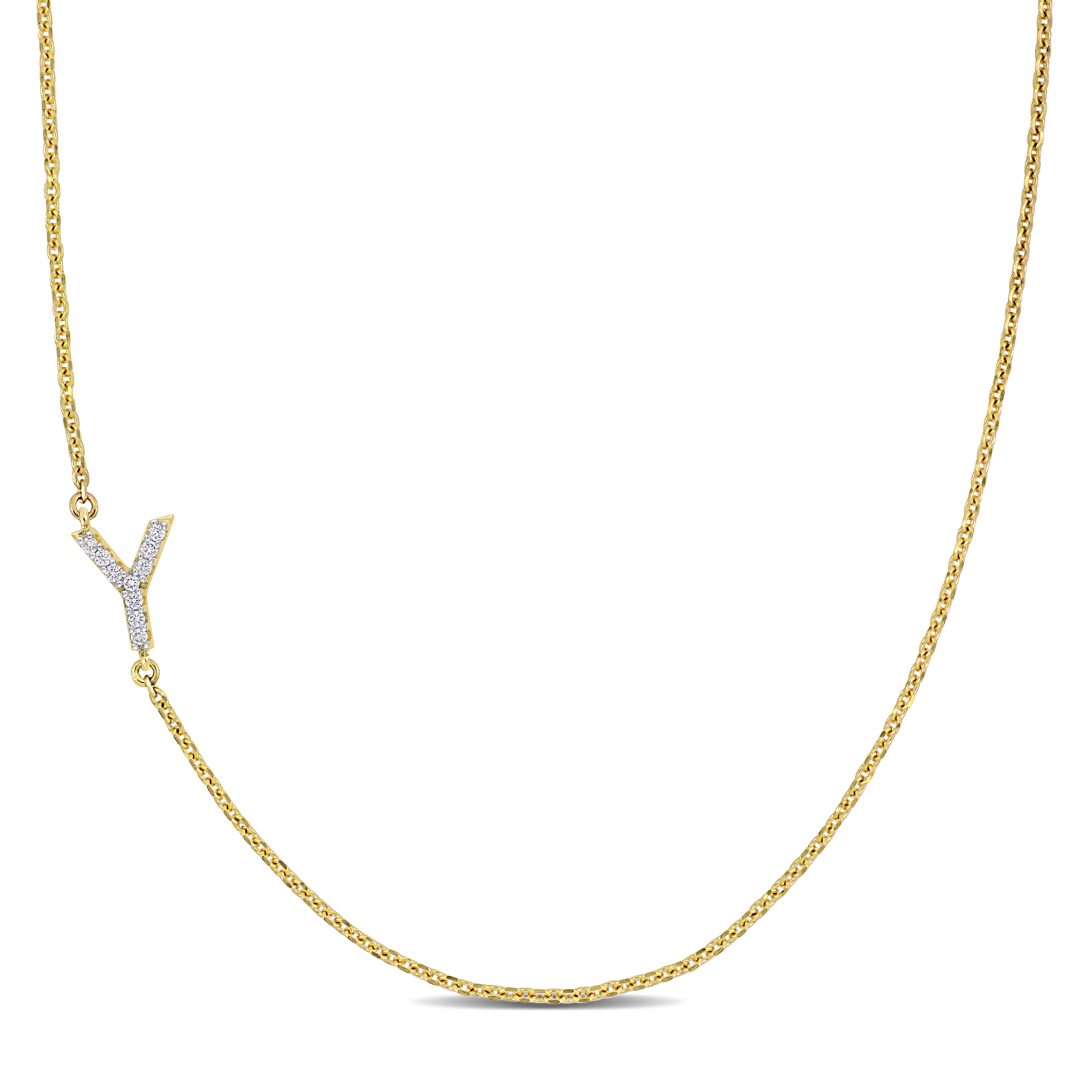 Diamond-Accent "Y" Initial Pendant in 14k Yellow Gold