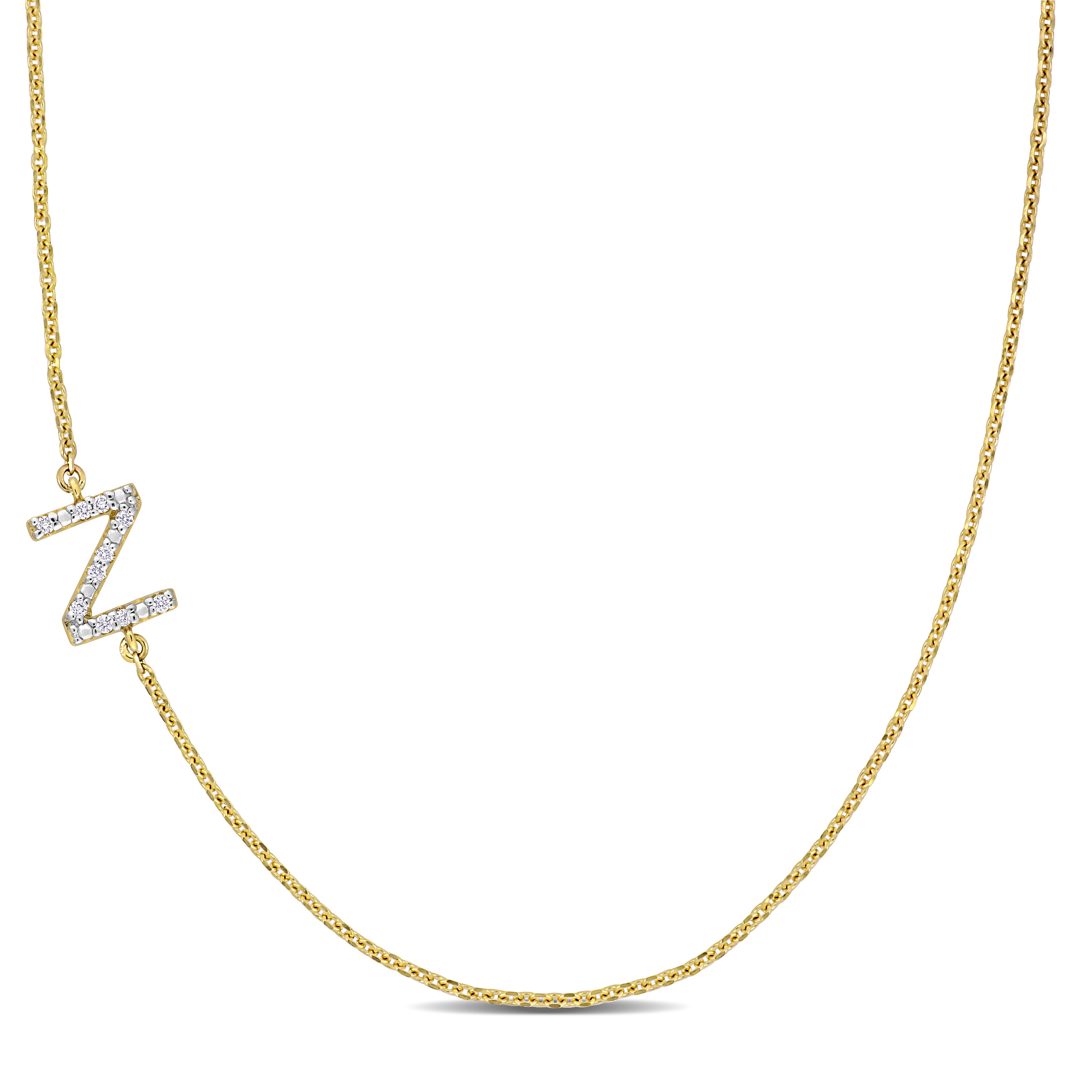 Diamond-Accent "Z" Initial Pendant in 14k Yellow Gold