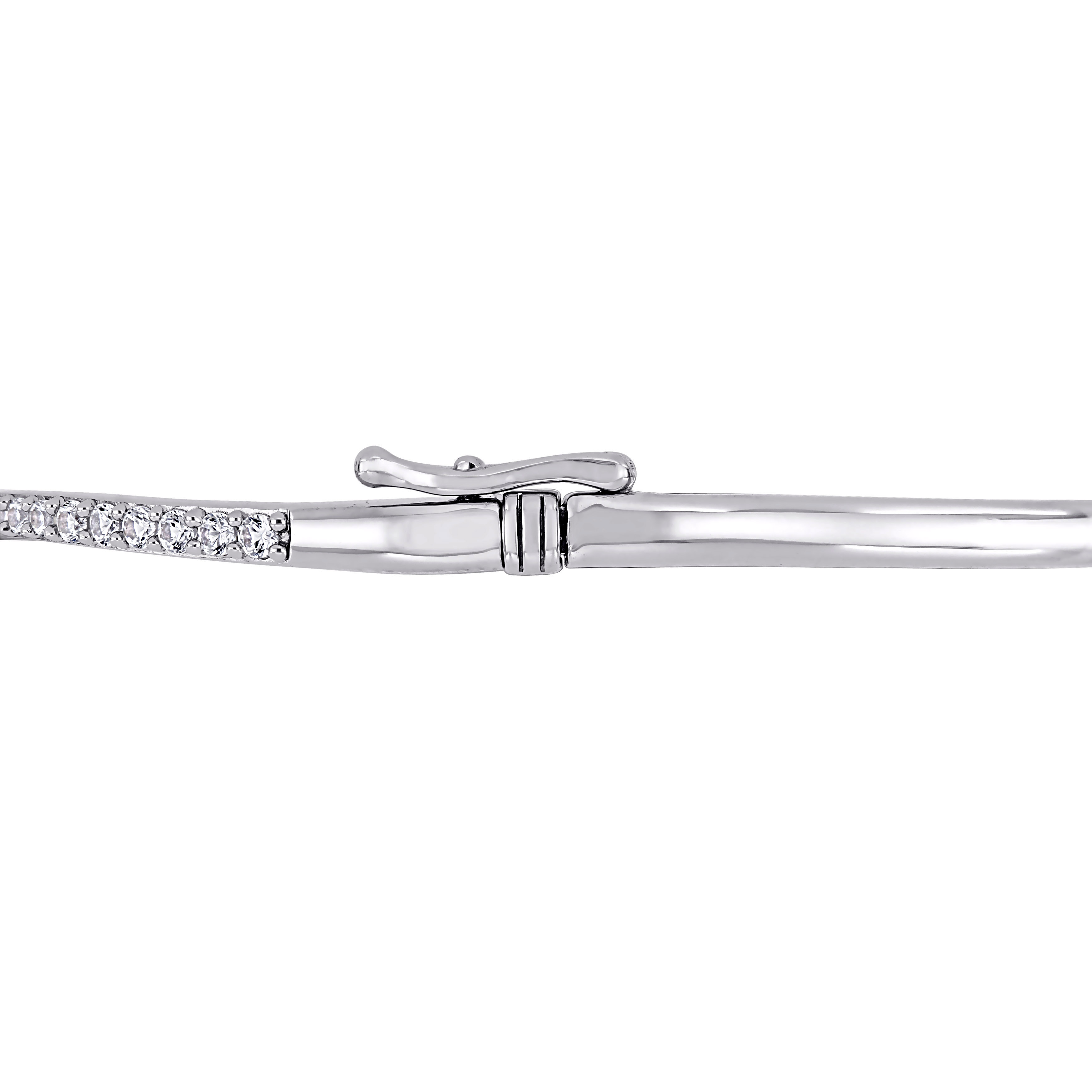 1 1/2 CT TGW Created White Sapphire Rose Swirl Bangle in Two-tone White and Rose Plated Sterling Silver