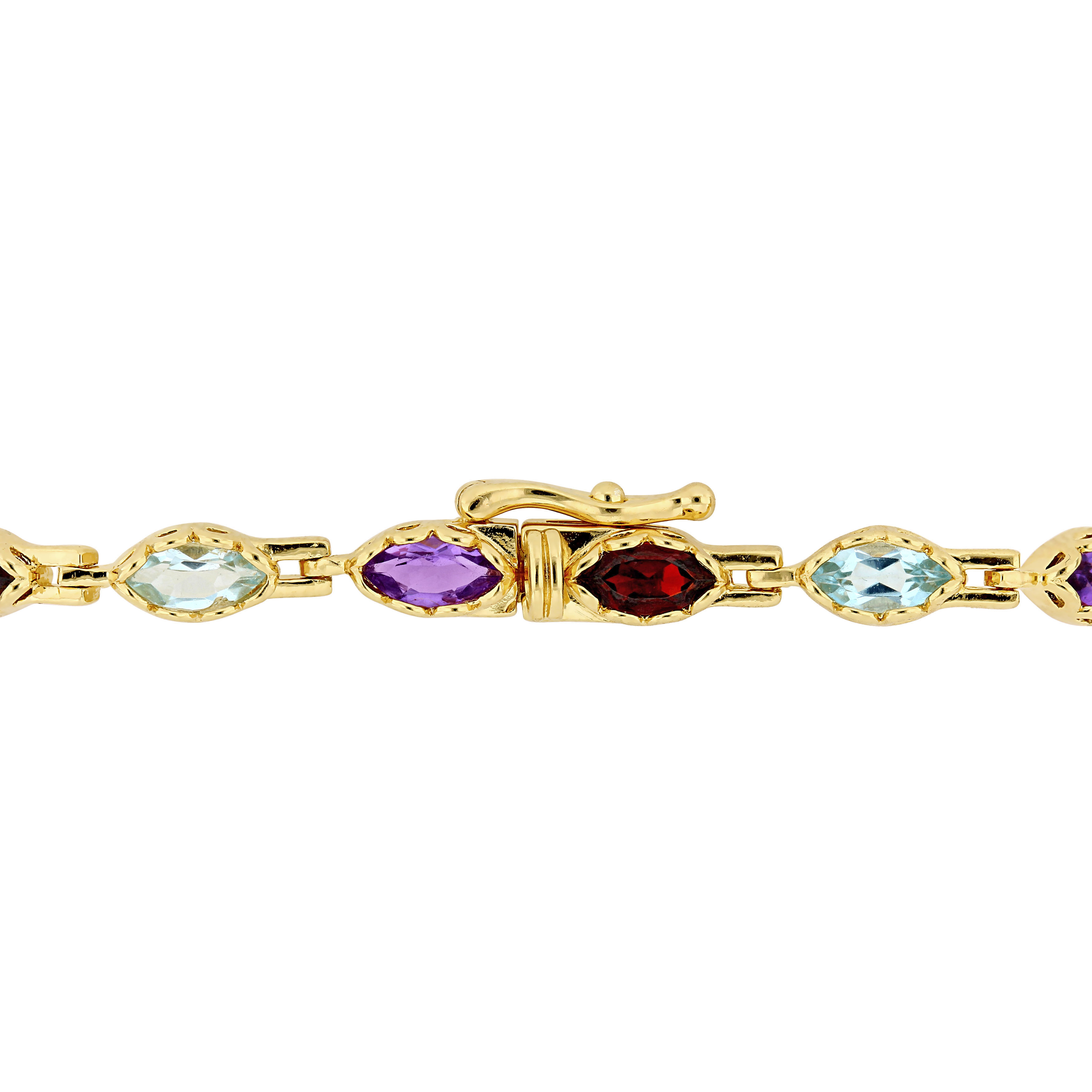 4 1/2 CT TGW Multi-Gemstone Marquise Bracelet in Yellow Plated Sterling Silver