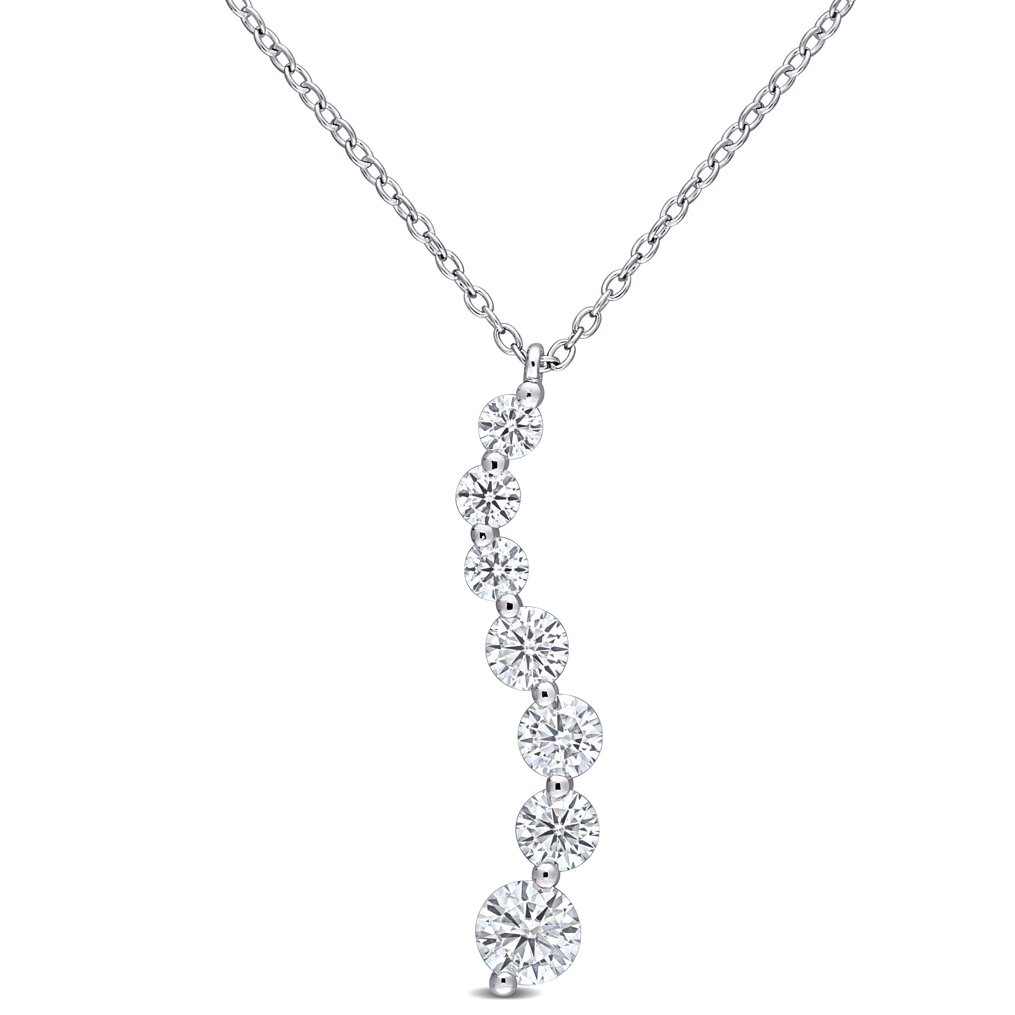 1 1/2 CT DEW Created Moissanite Journey Pendant with Chain in Sterling Silver - 18 in.