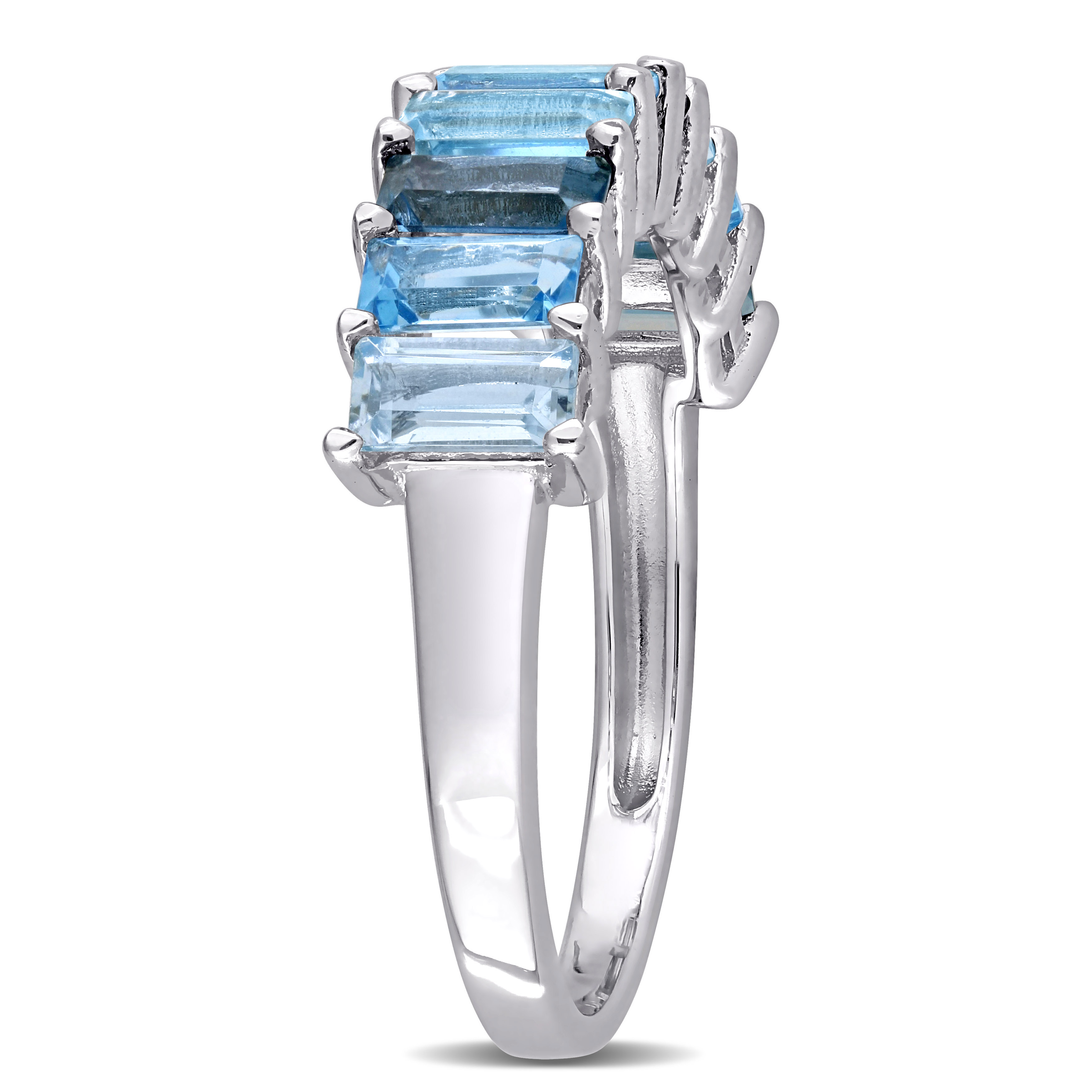 2 1/2 CT TGW London-Blue Topaz Swiss Blue Topaz and Sky Blue Topaz Baguette Ring in Sterling Silver