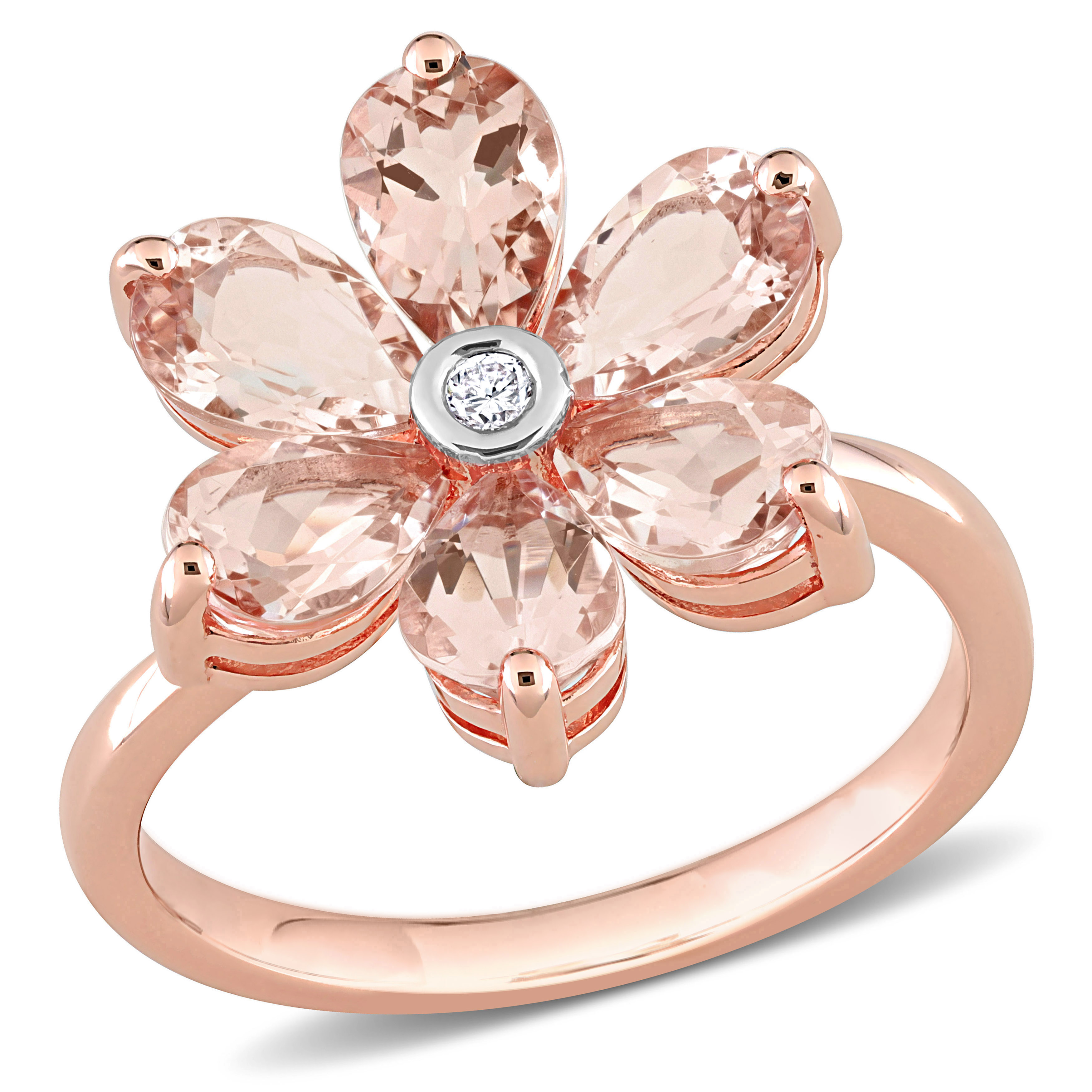 2 3/8 CT TGW Morganite and Diamond Accent Floral Ring in 10k Rose Gold