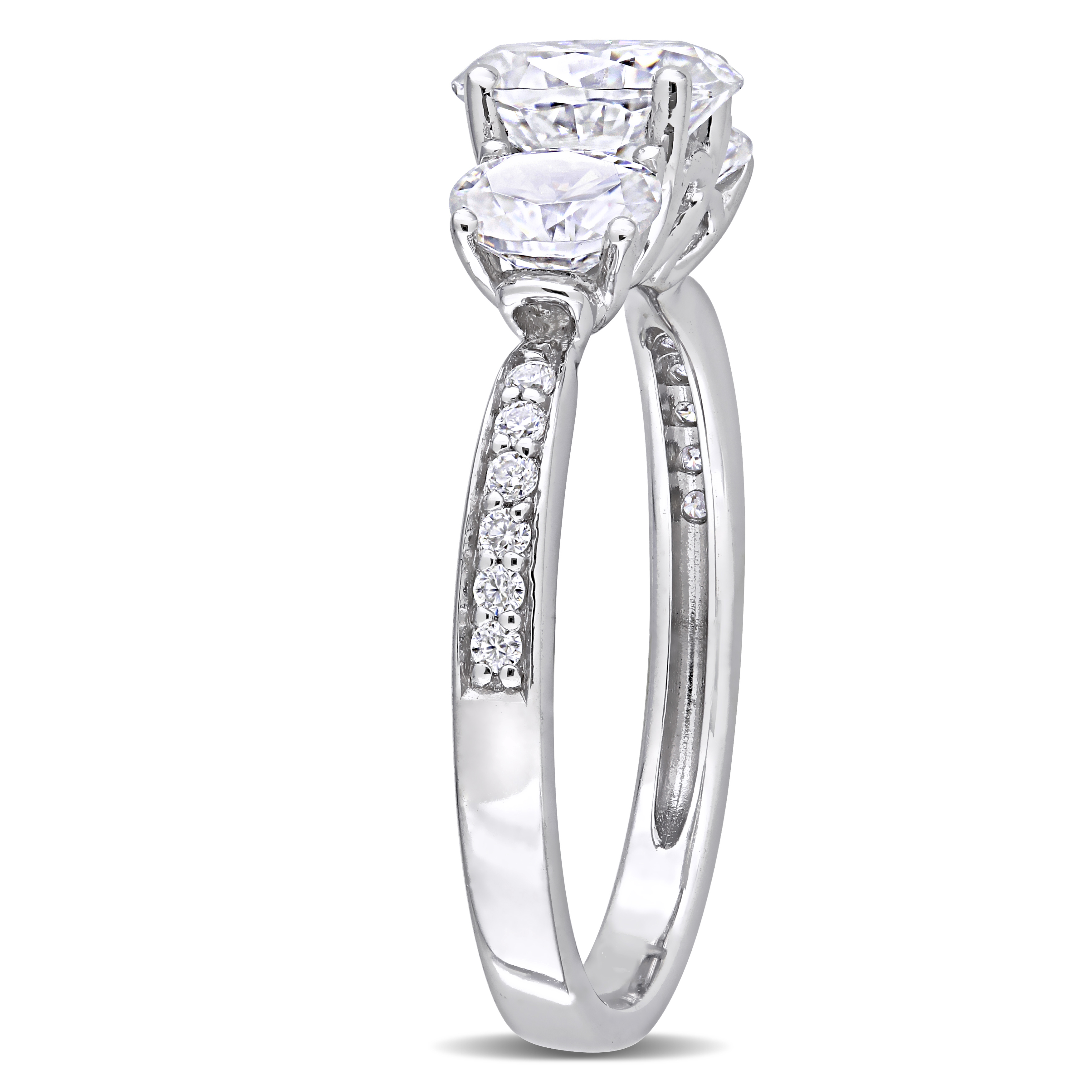 1 4/5 CT DEW Oval Created Moissanite 3-Stone Engagement Ring in 10k White Gold