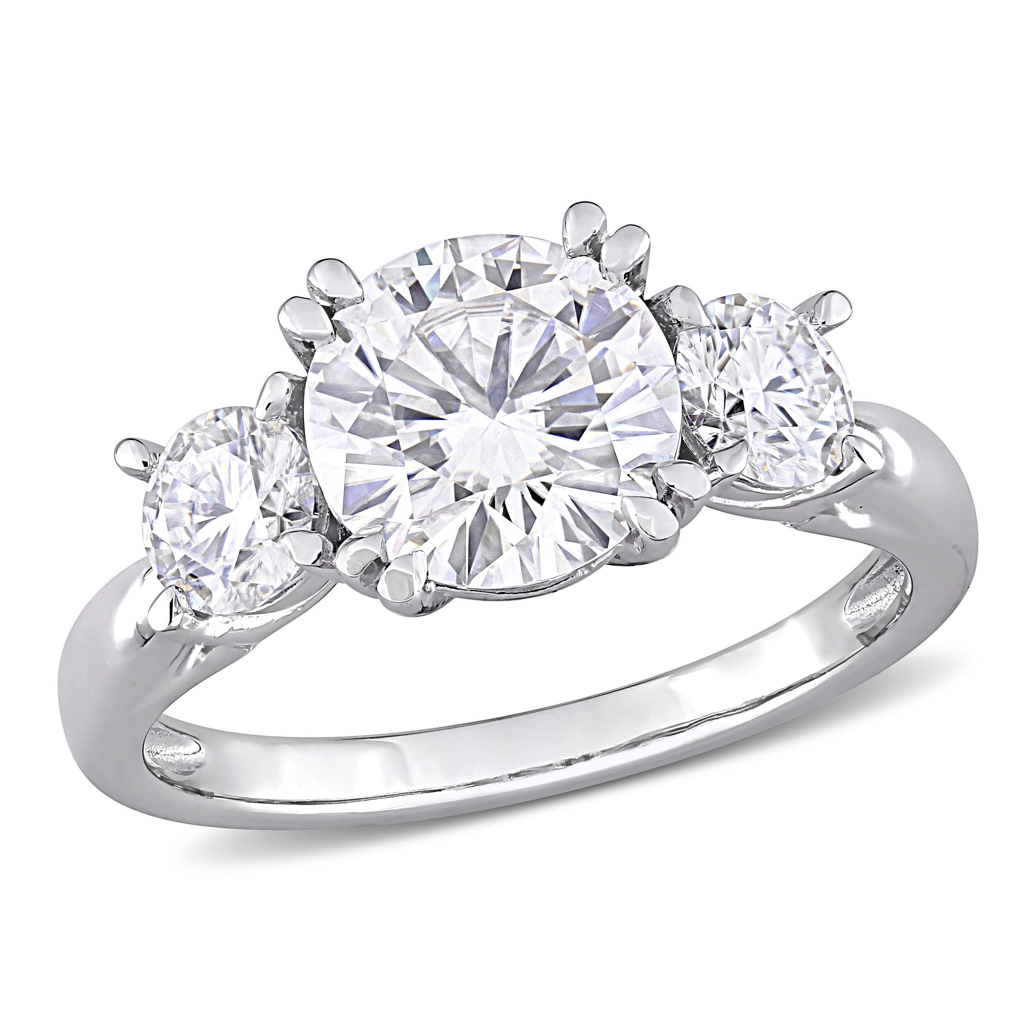 2 3/5 CT DEW Created Moissanite Engagement Ring in 10k White Gold