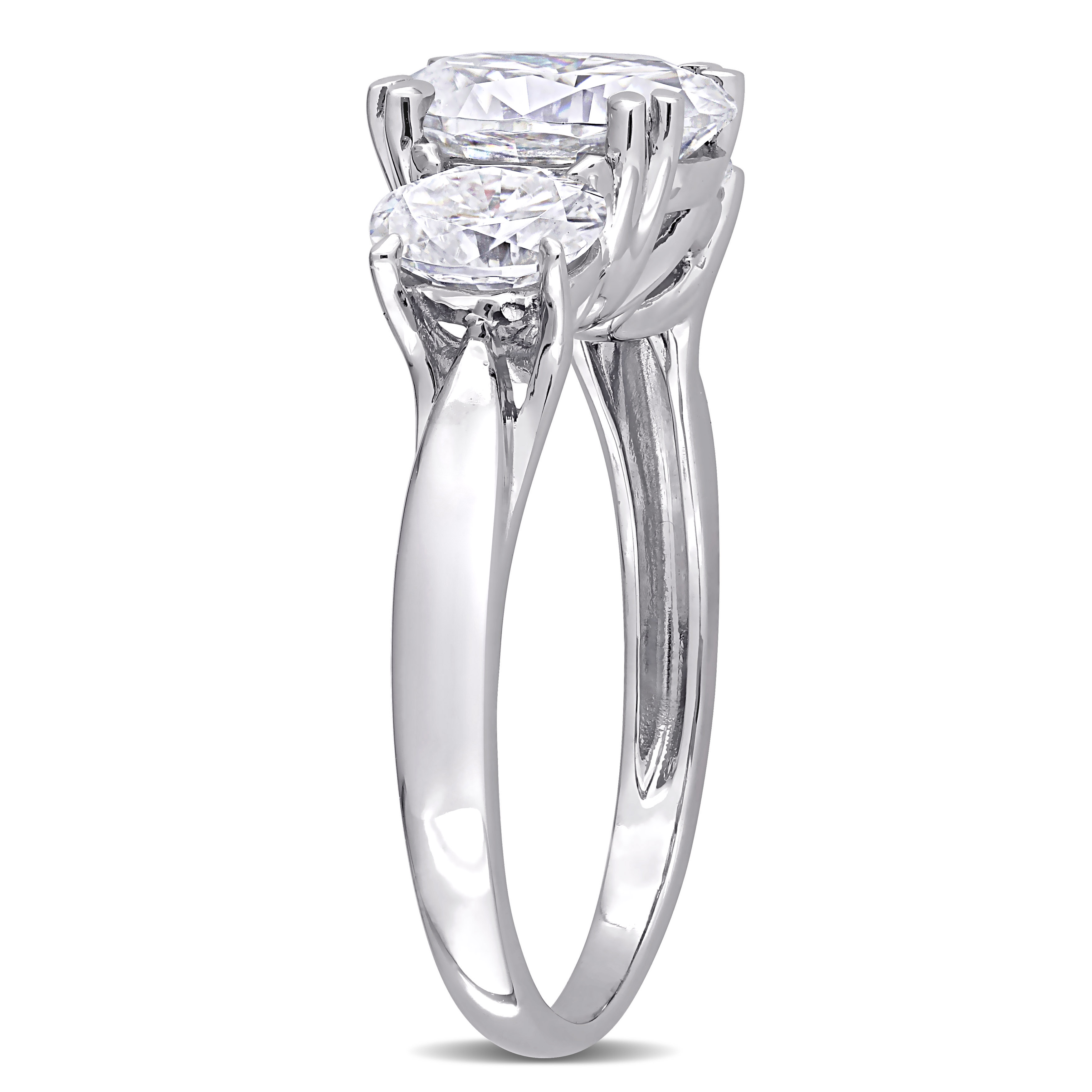 3 CT DEW Created Moissanite 3-Stone Engagement Ring in 10k White Gold