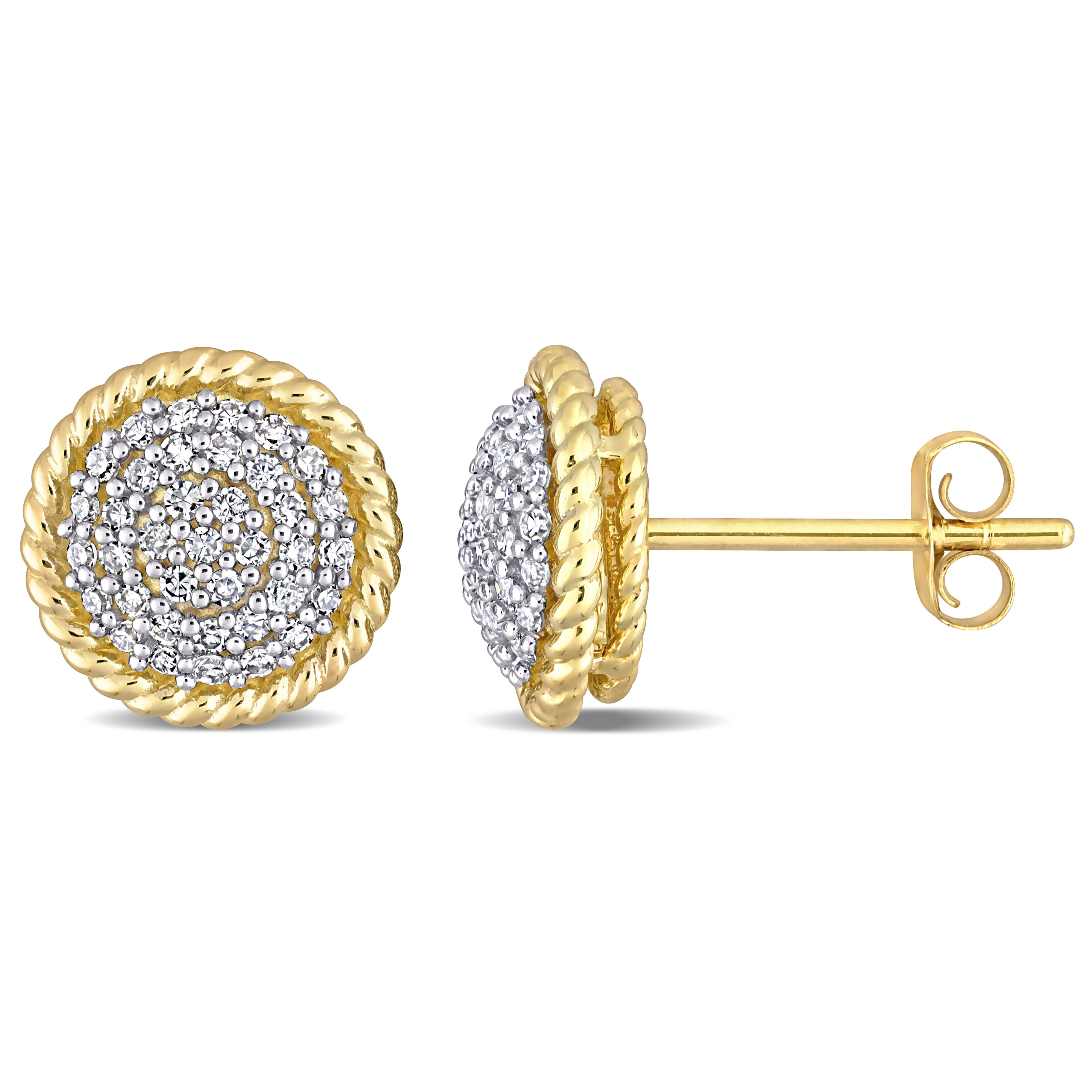 1/3 CT TW Diamond Pave Stud Earrings in 10k Yellow Gold