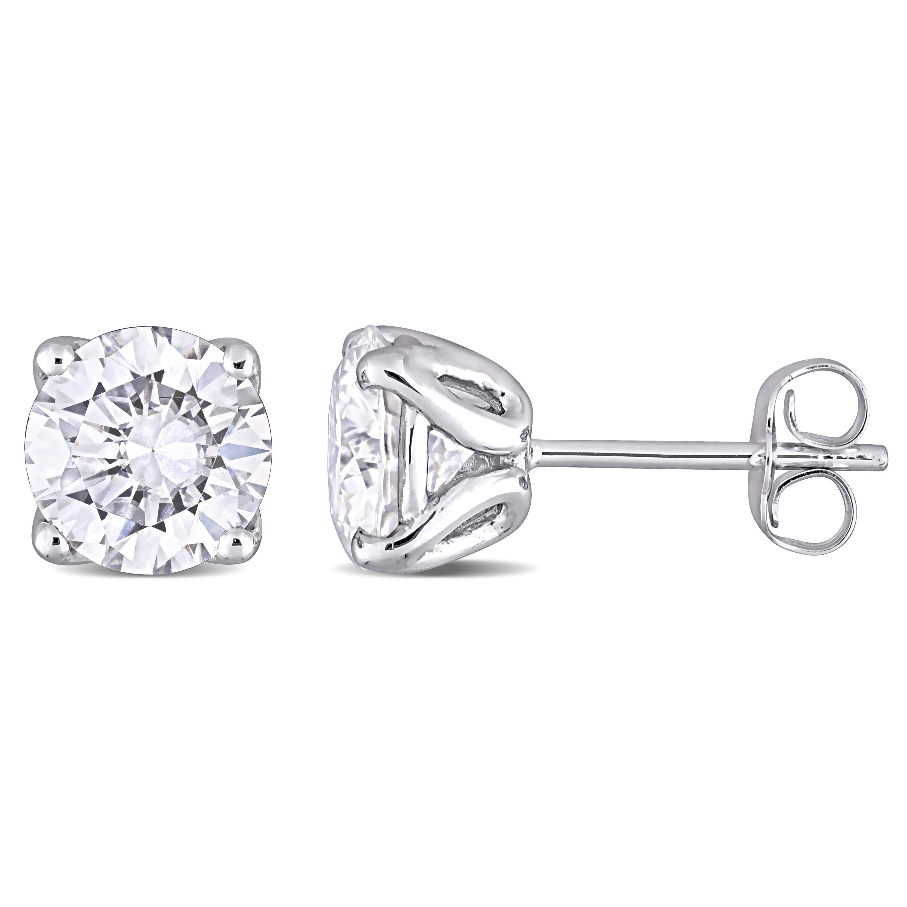 2 1/2 CT DEW Created Moissanite Solitaire Stud Earrings in 10k White Gold