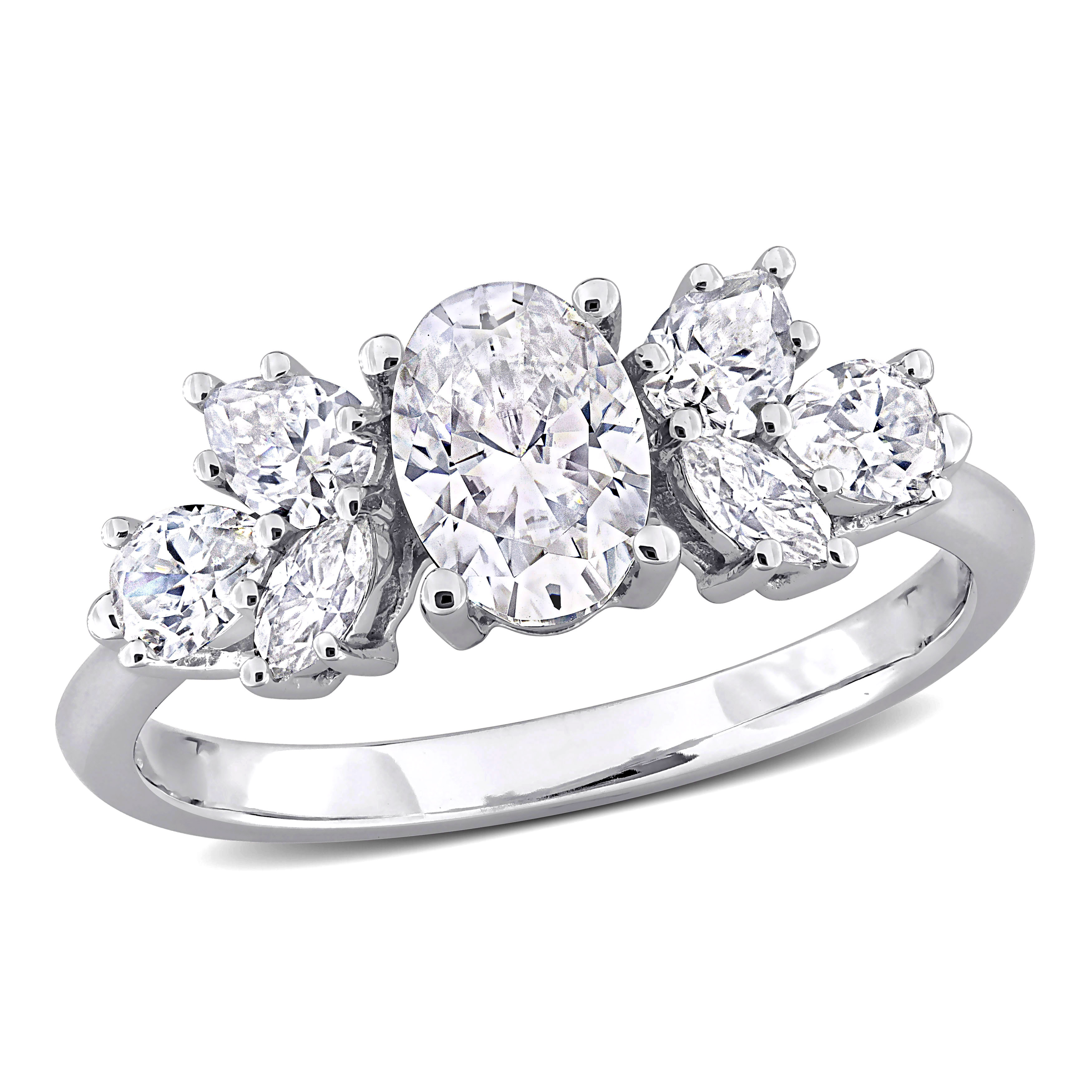2 CT DEW Created Moissanite Engagement Ring in 10k White Gold
