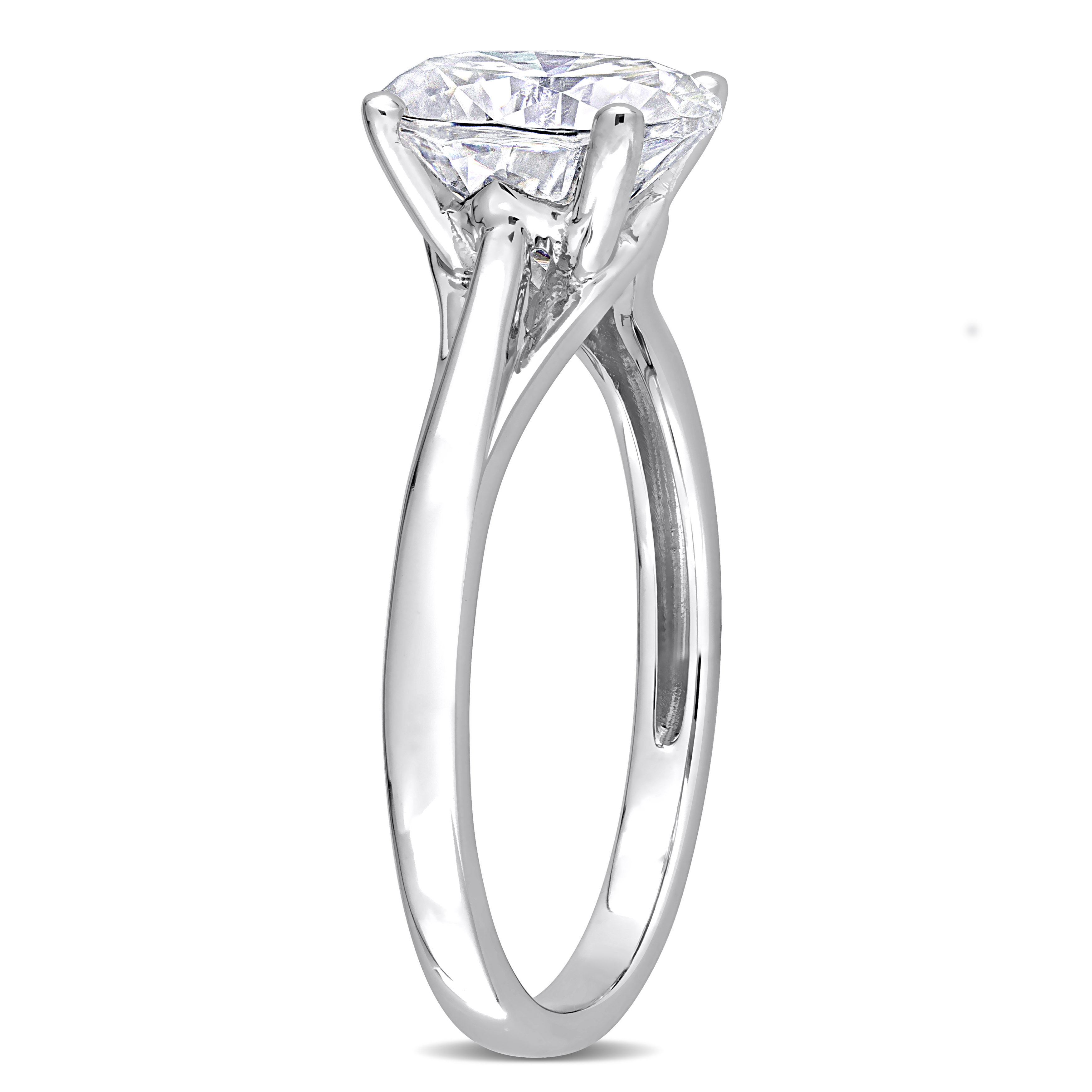 2 CT DEW Oval Shaped Created Moissanite Solitaire Ring in 14k White Gold
