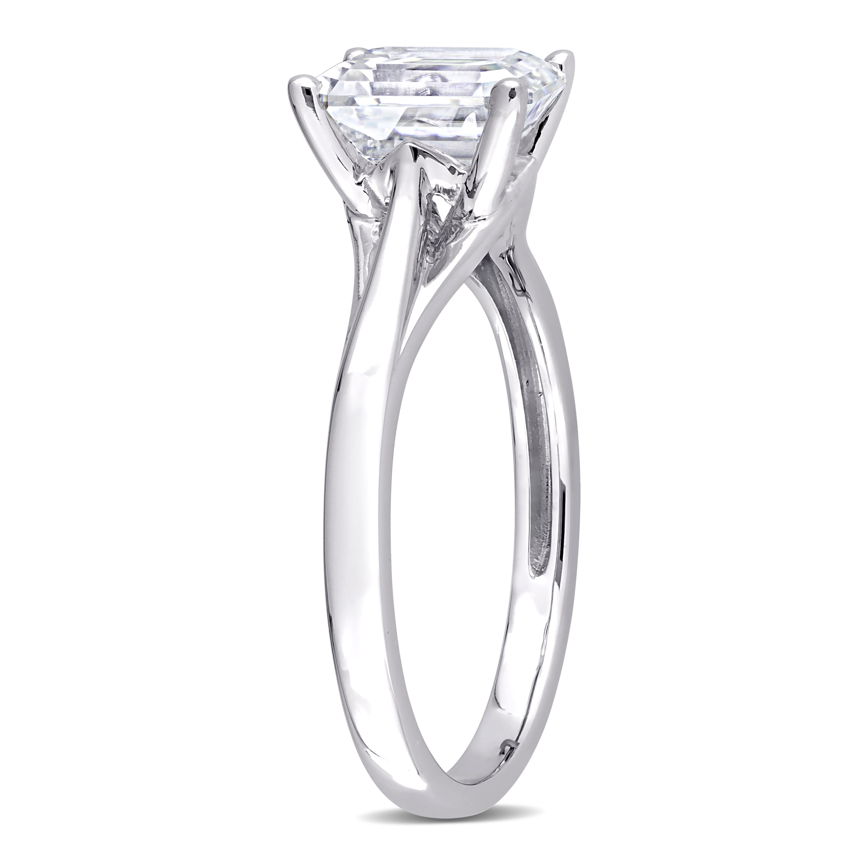 1 3/4 CT DEW Emerald Cut Created Moissanite Solitaire Ring in 14k White Gold
