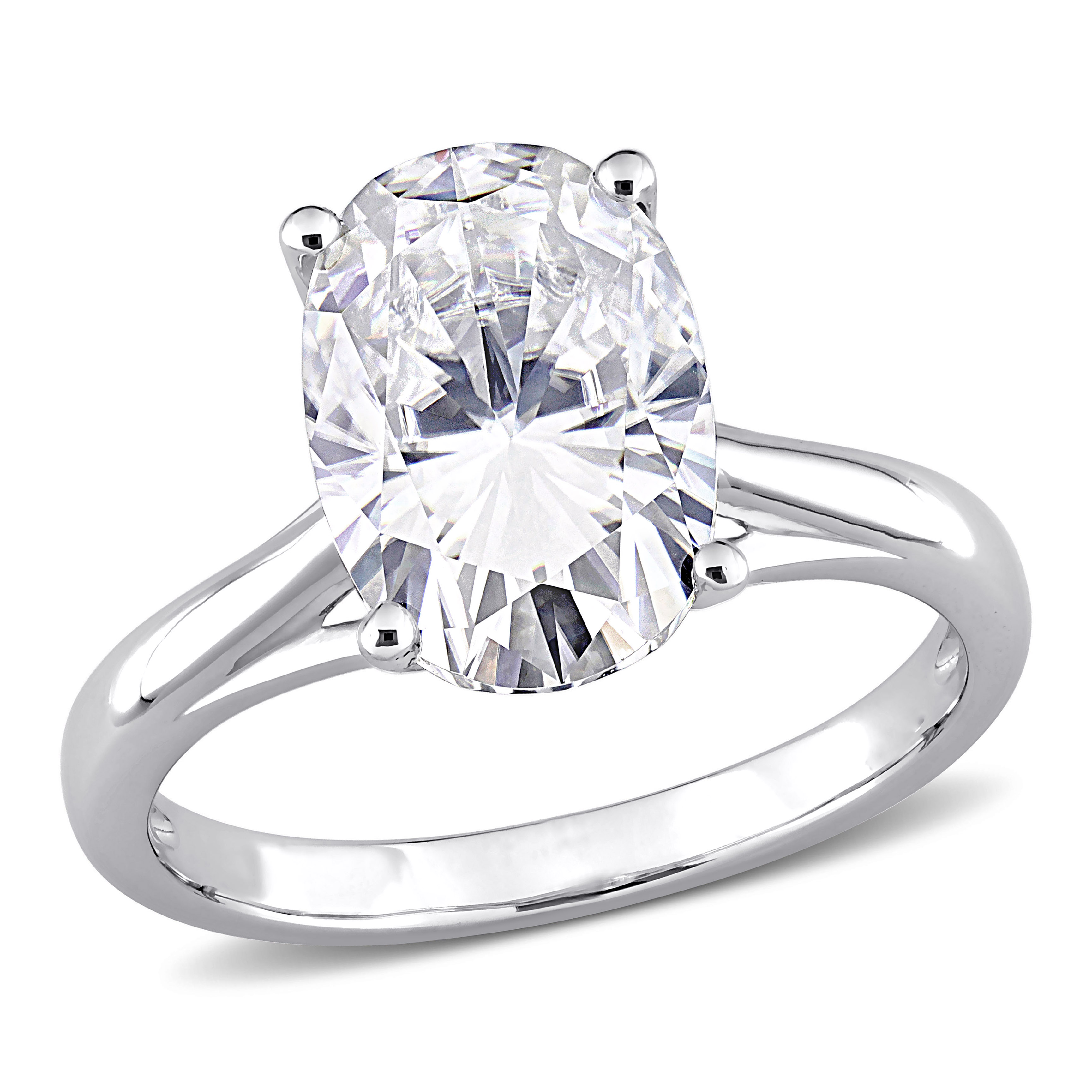 4 1/2 CT DEW Oval Shaped Created Moissanite Solitaire Ring in 10k White Gold