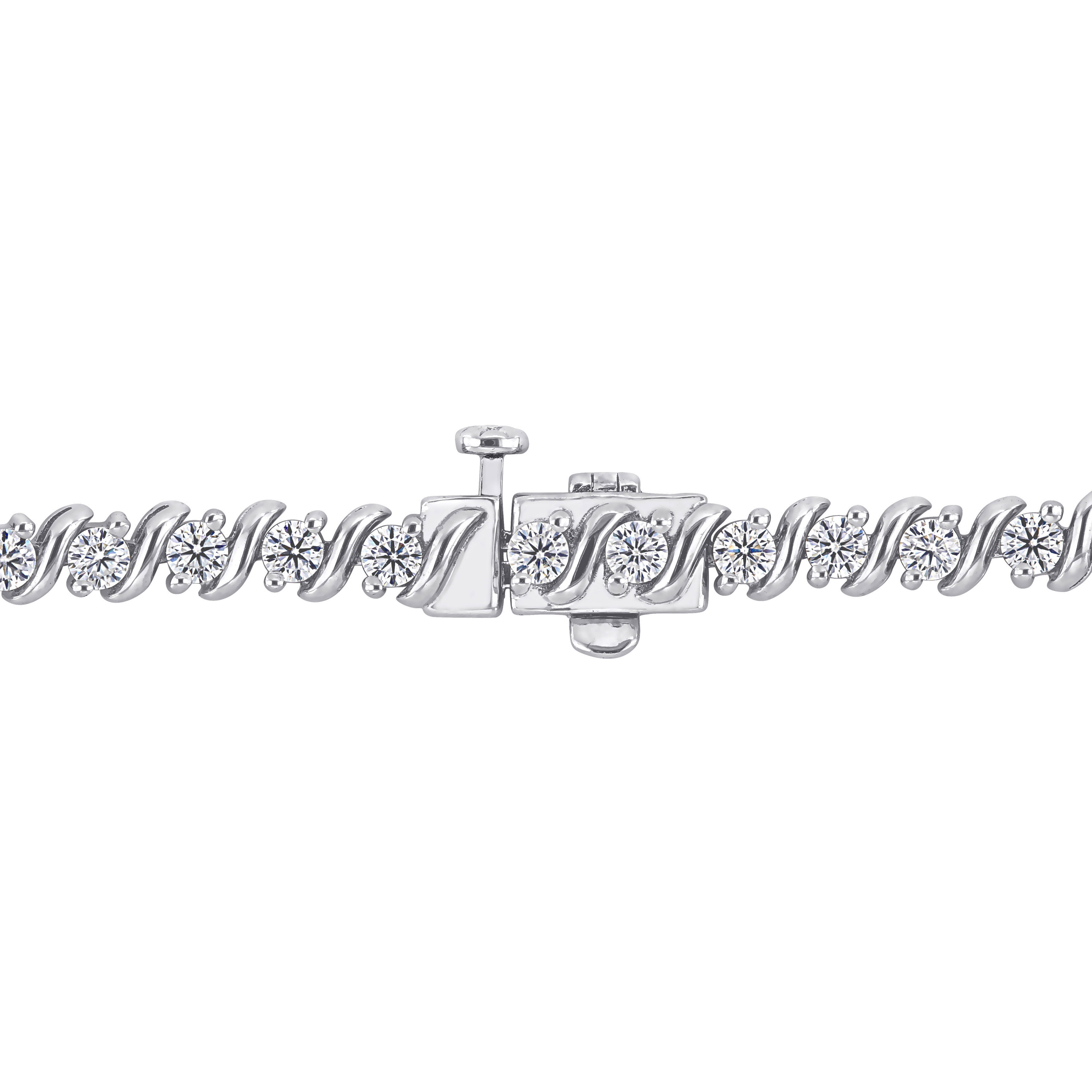 2 3/4 CT DEW Created Moissanite S-Link Tennis Bracelet in Sterling Silver - 7.25 in.