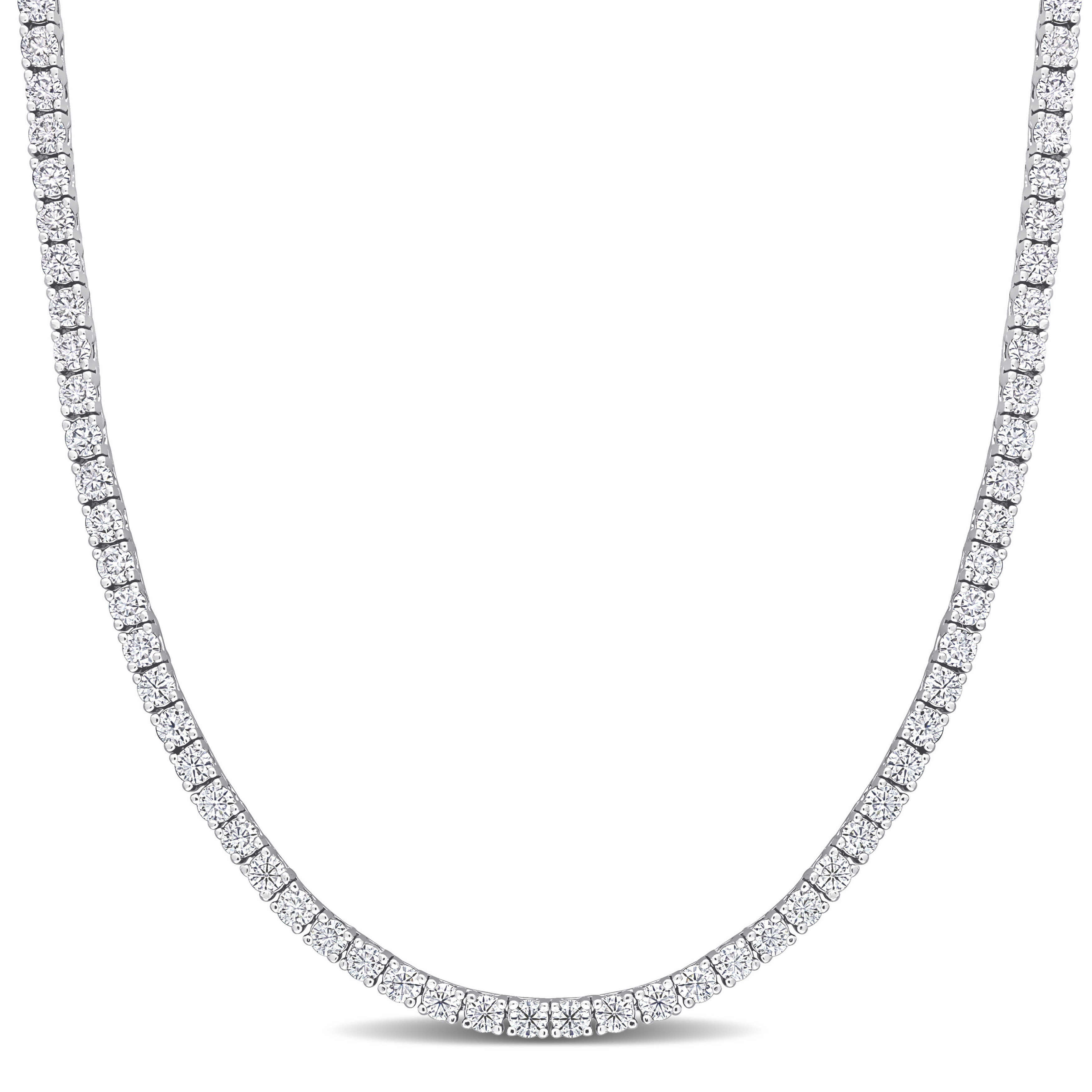 12 1/2 CT DEW Created Moissanite-White 17" Tennis Necklace in Sterling Silver