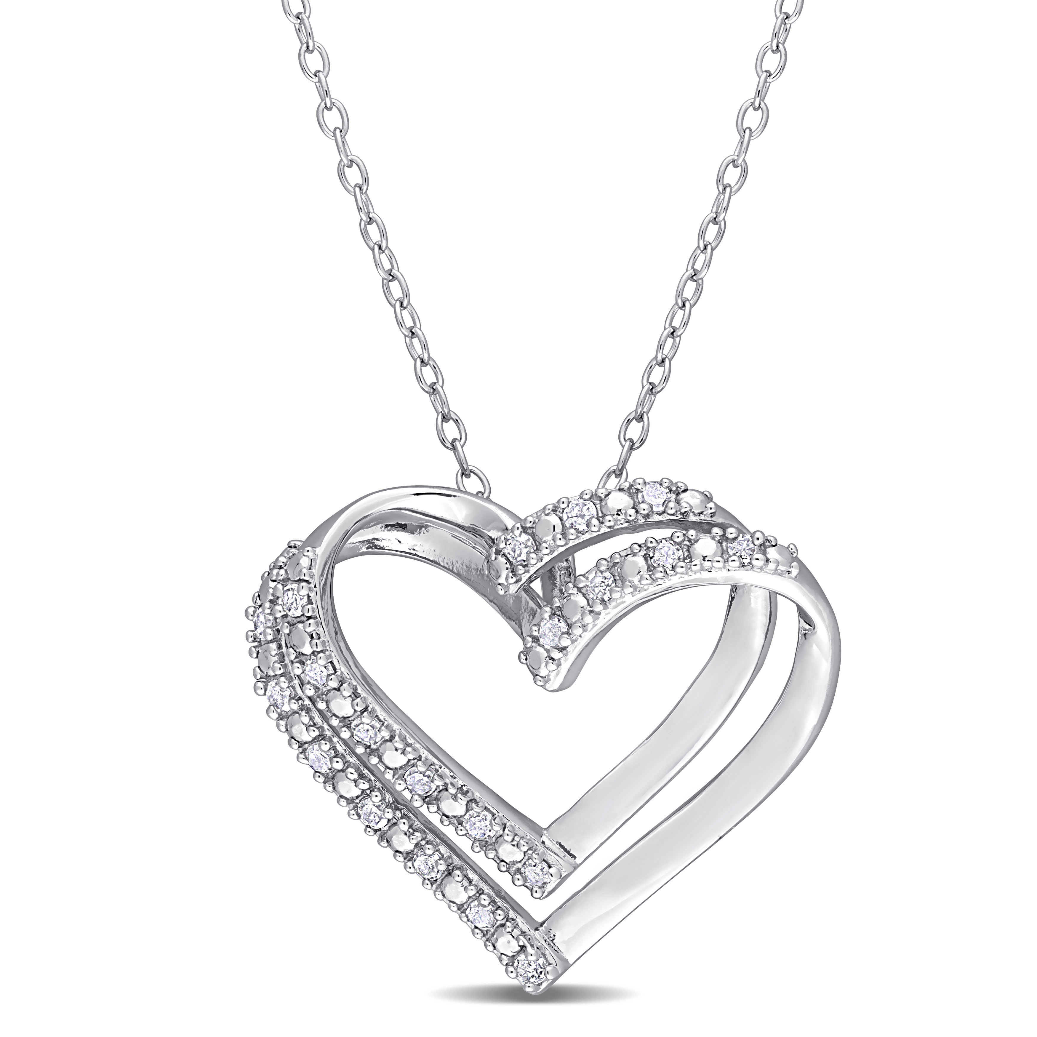 1/5 CT TW Diamond Heart Pendant with Chain in Sterling Silver