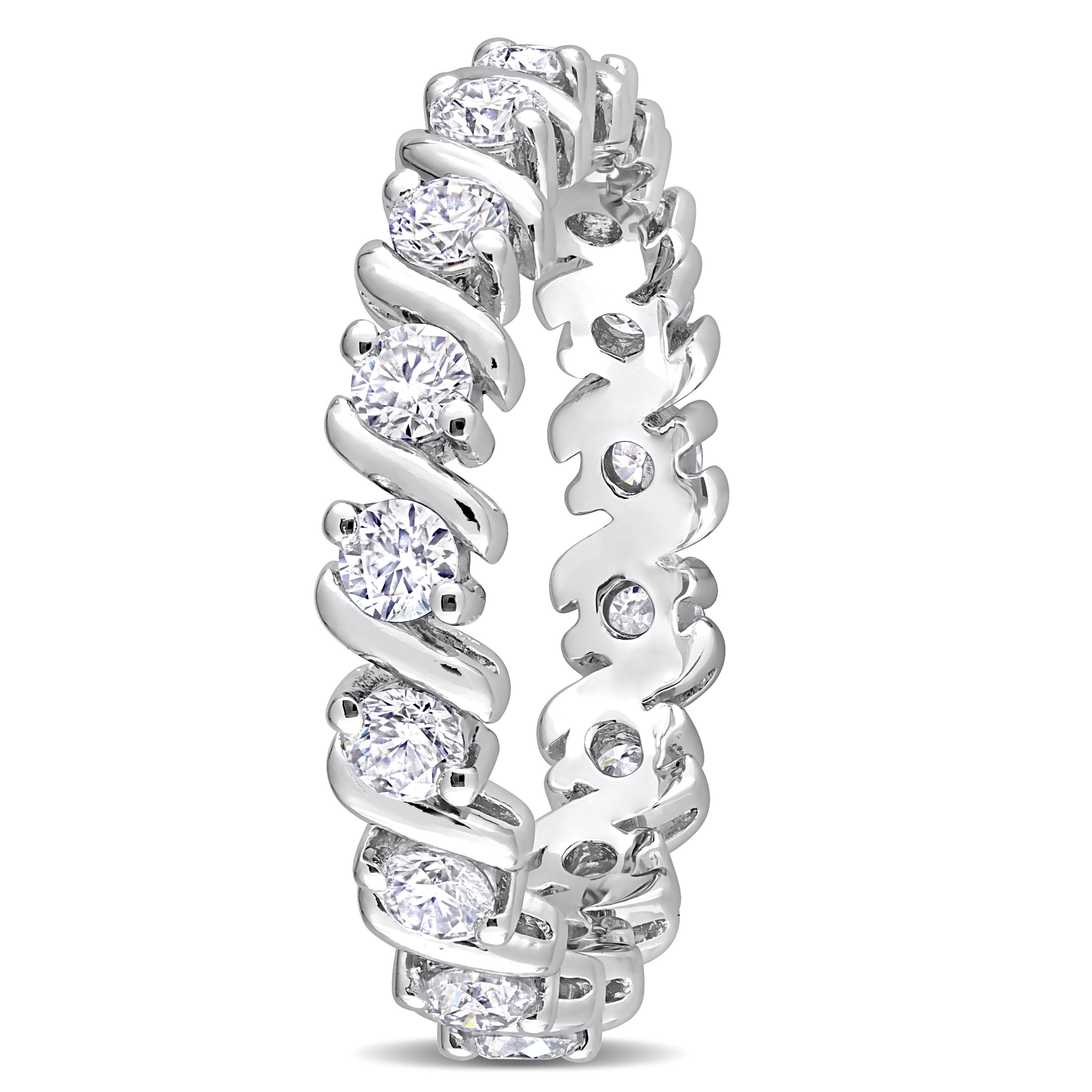 1 CT DEW Created Moissanite Eternity Band in Sterling Silver