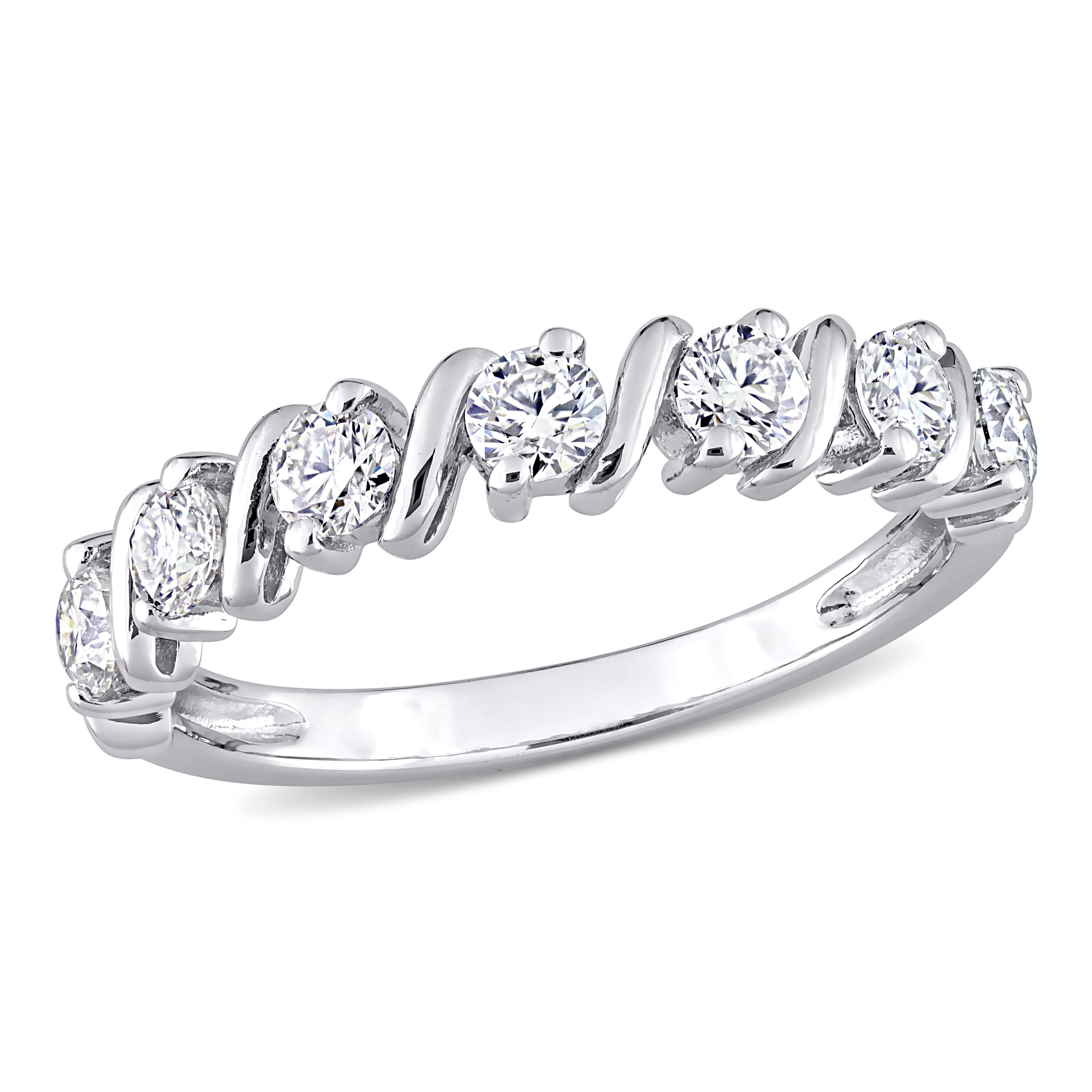 3/4 CT DEW Created Moissanite Band in Sterling Silver