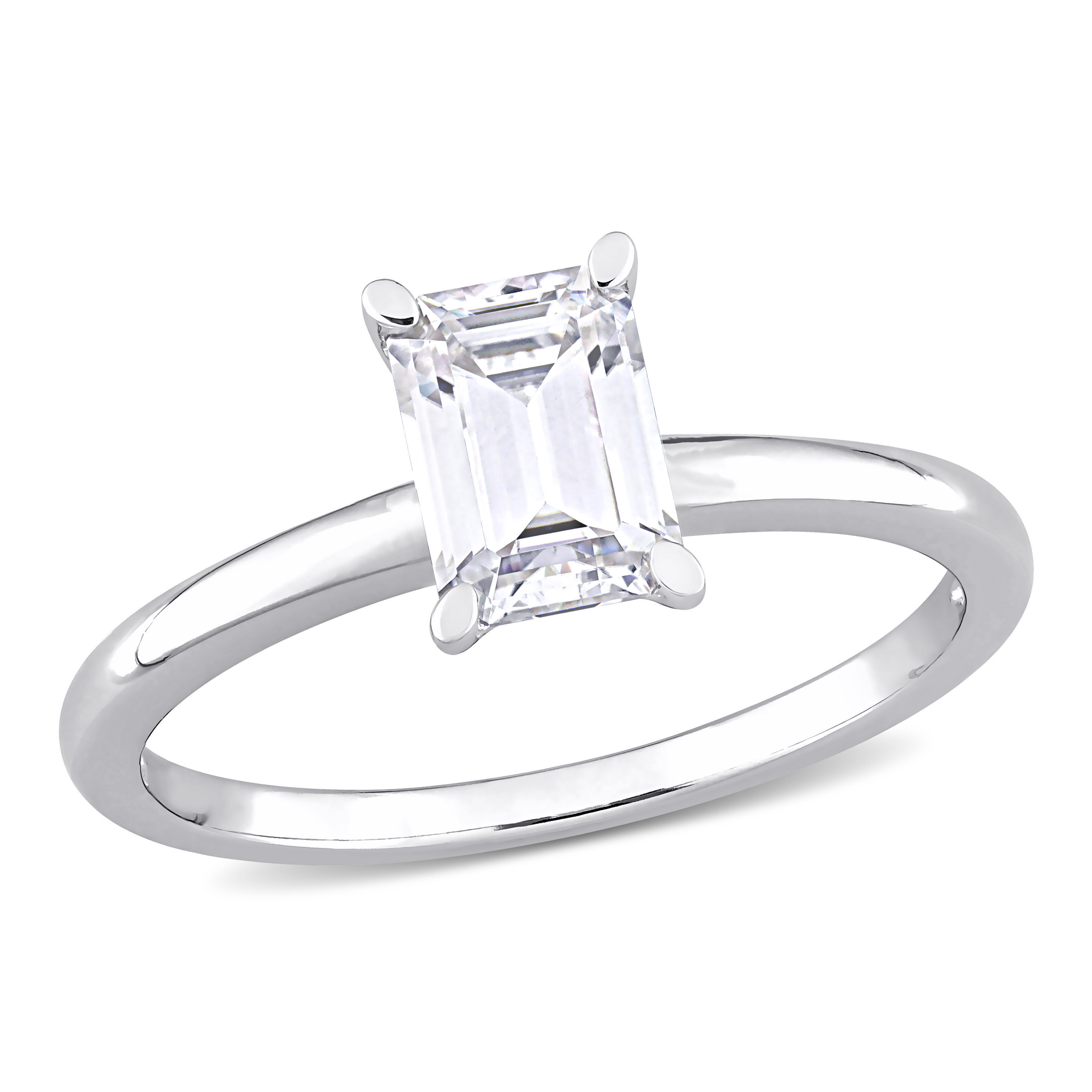 1 CT DEW Octagon Created Moissanite Solitaire Engagement Ring in Sterling Silver
