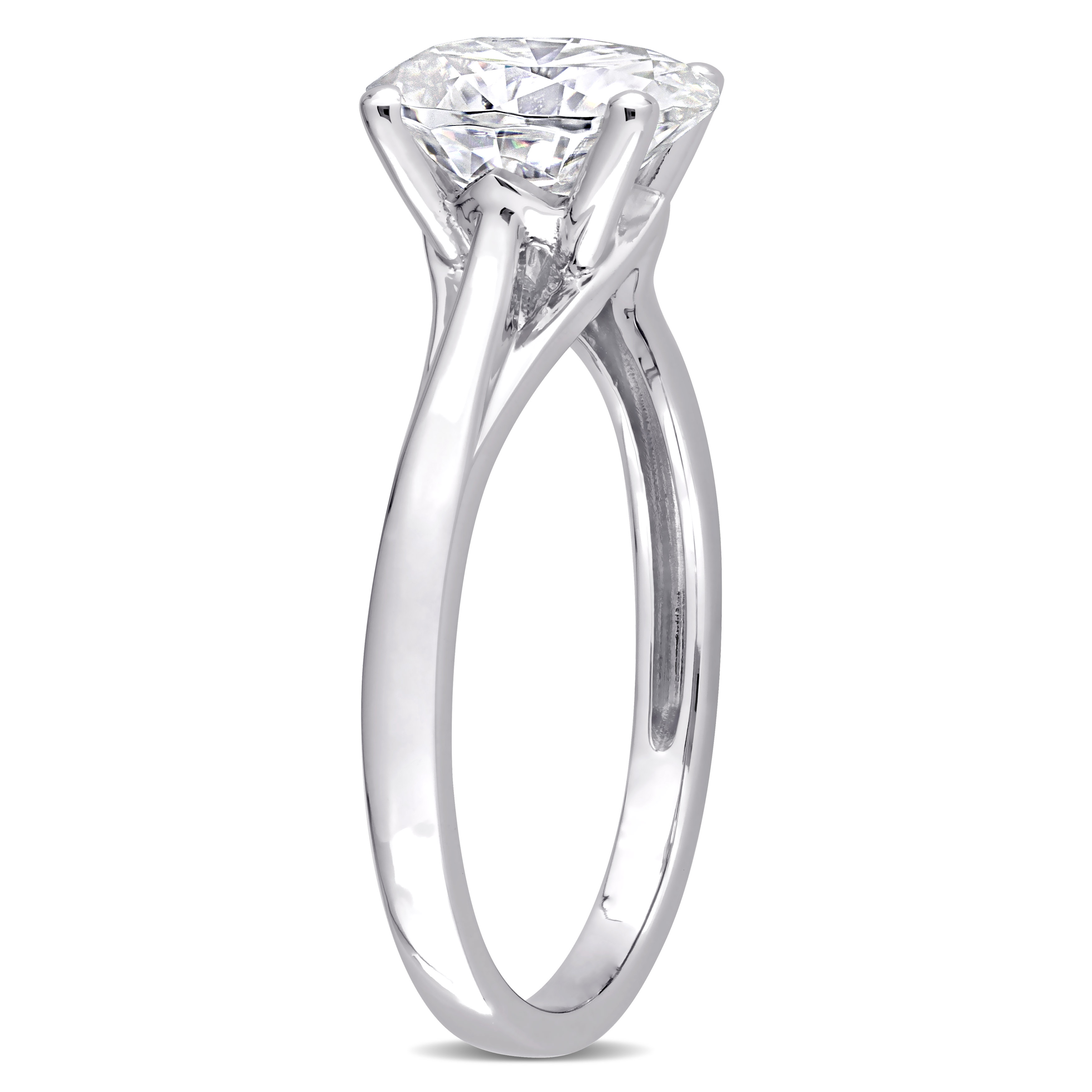 2 CT DEW Oval Shaped Created Moissanite Solitaire Ring in 10k White Gold