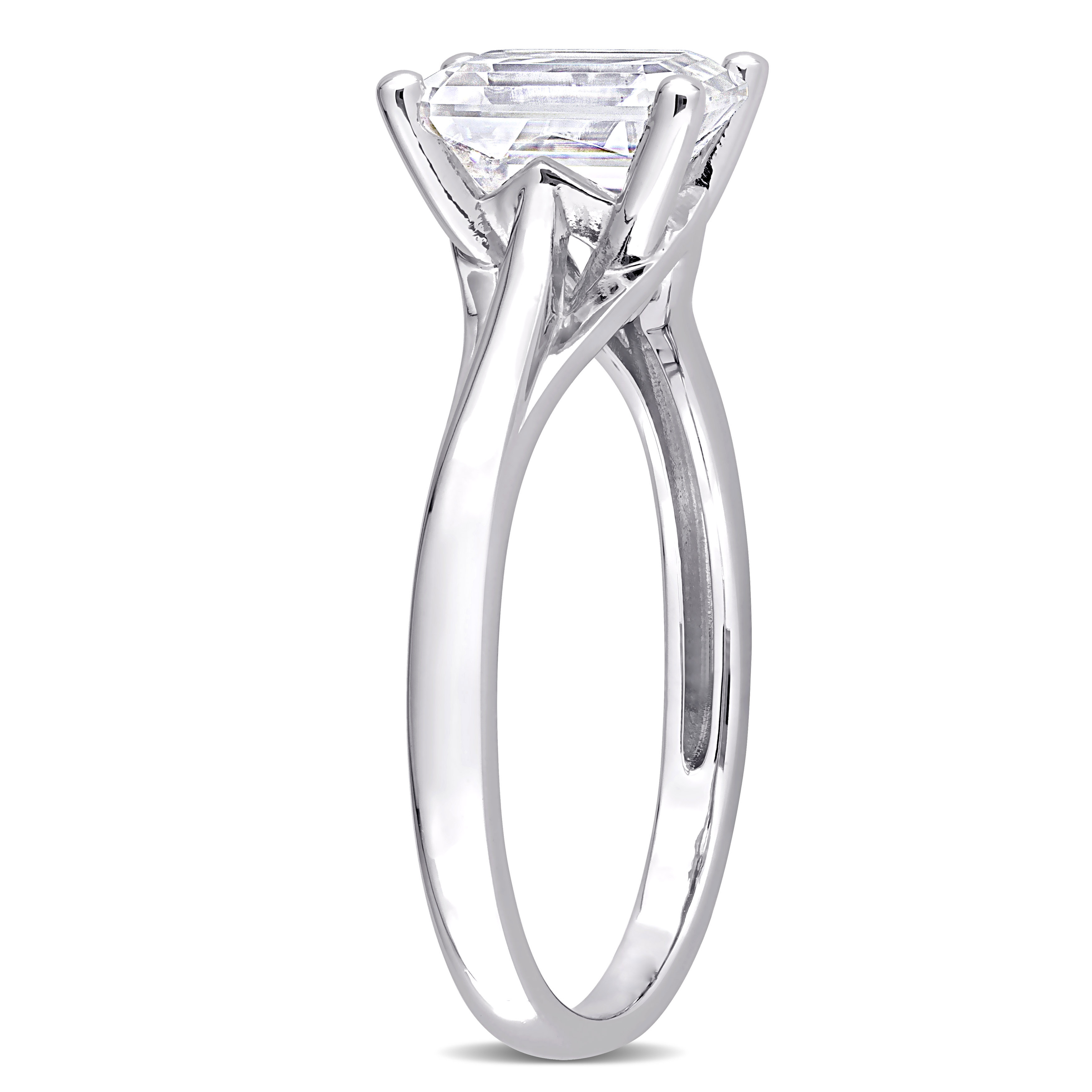 1 3/4 CT DEW Emerald Cut Created Moissanite Solitaire Ring in 10k White Gold