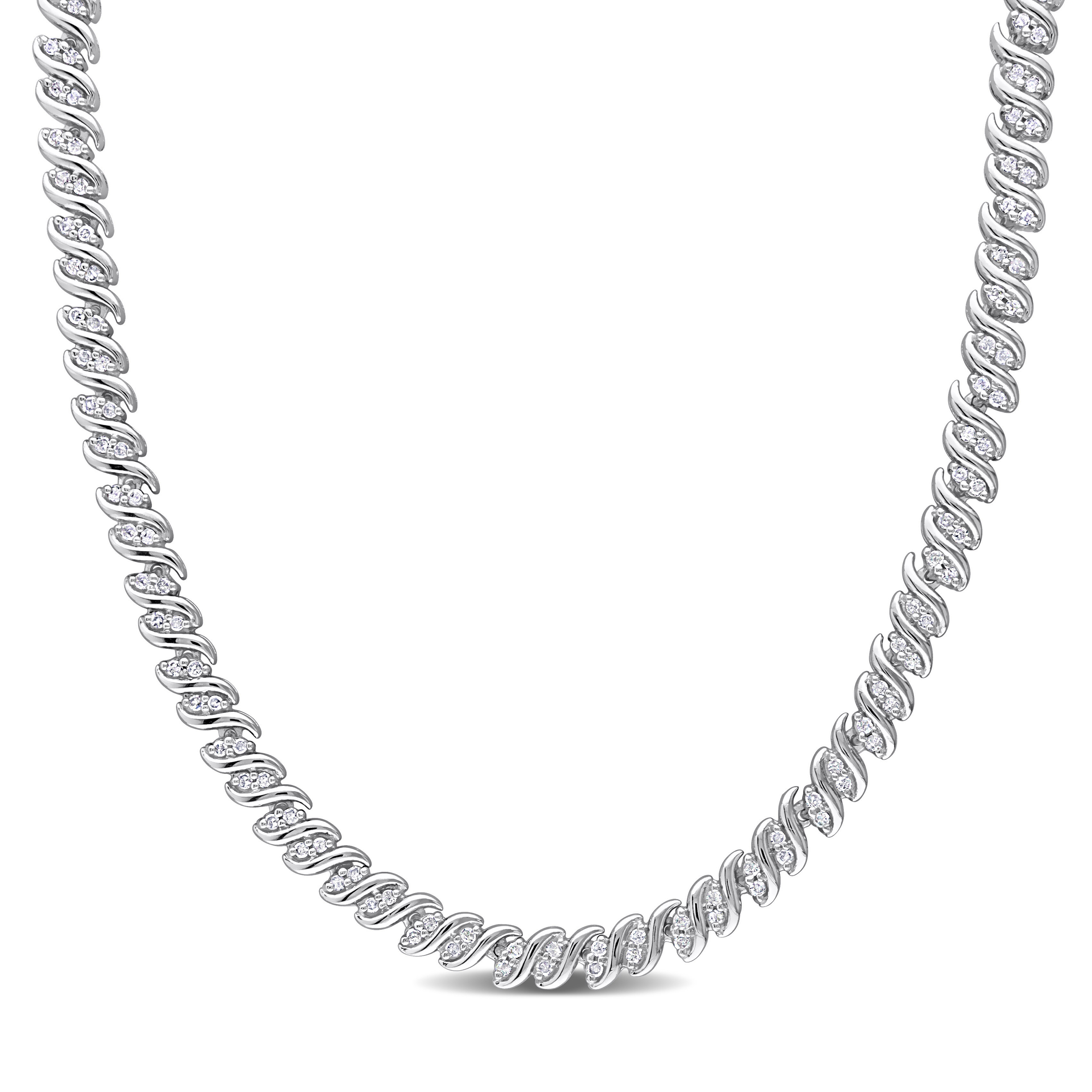 2 CT Diamond TW S-Link Tennis 24" Necklace in Sterling Silver