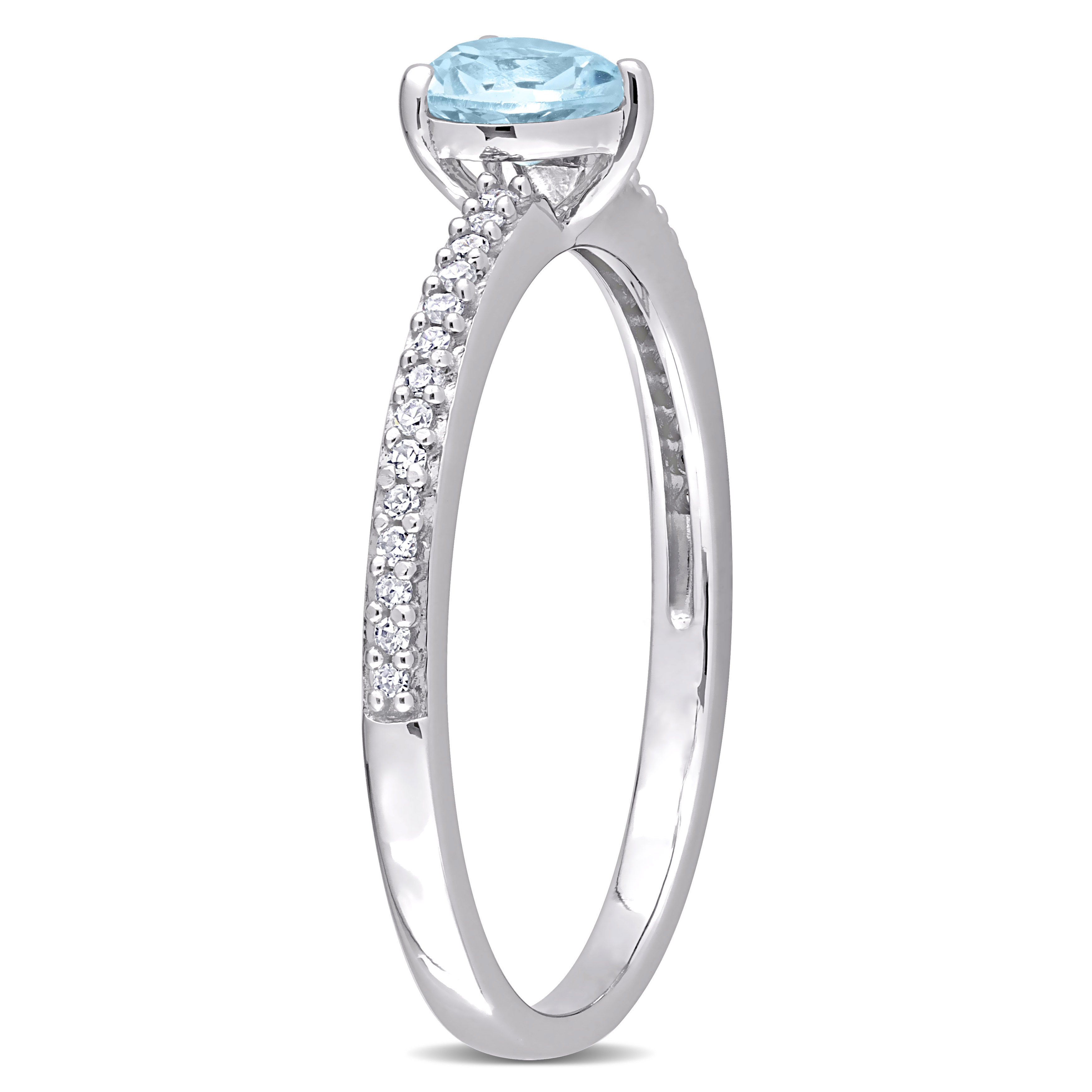 3/5 CT TGW Heart Shaped Sky Blue Topaz and 1/10 CT TW Promise Ring in 10k White Gold