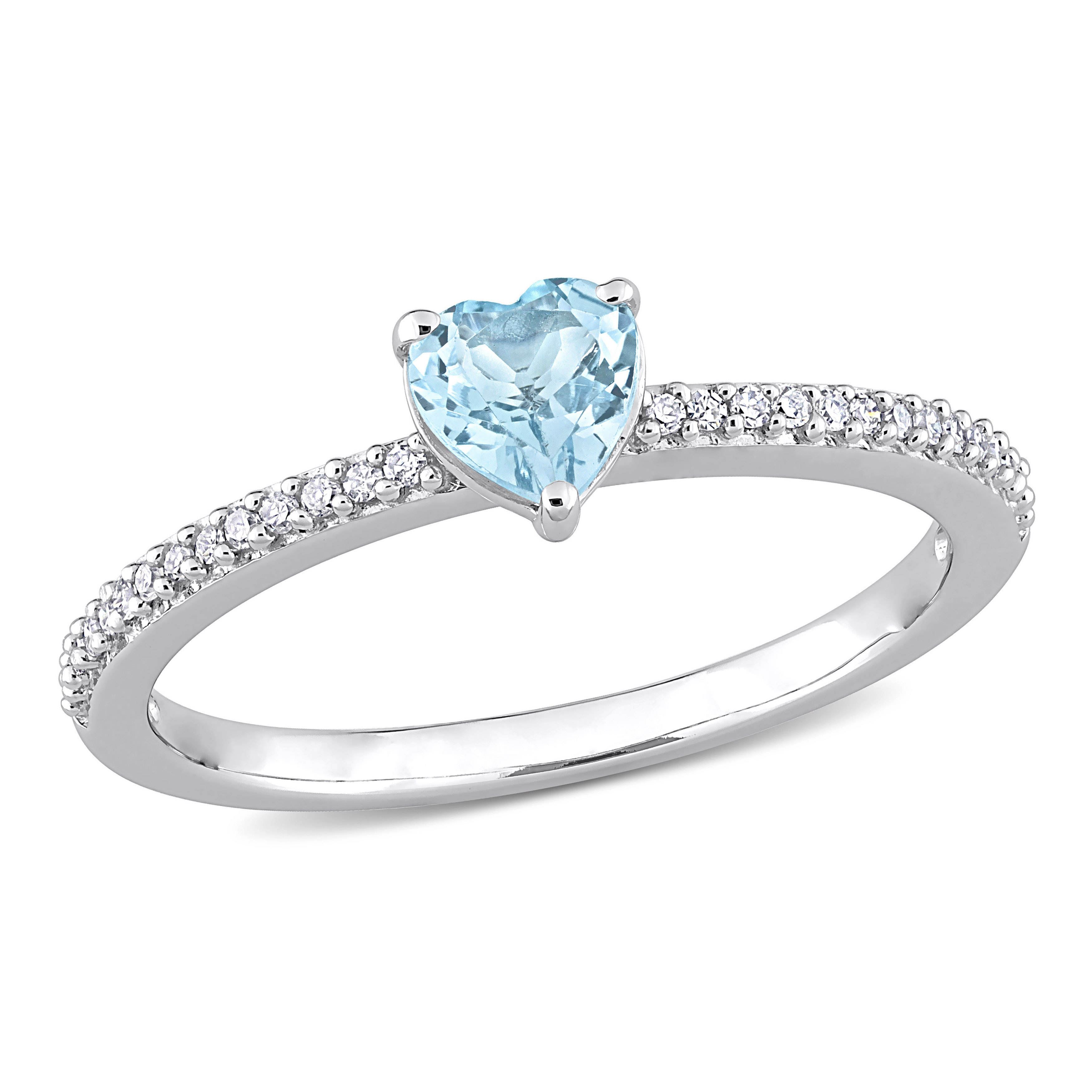 3/5 CT TGW Heart Shaped Sky Blue Topaz and 1/10 CT TW Promise Ring in 10k White Gold