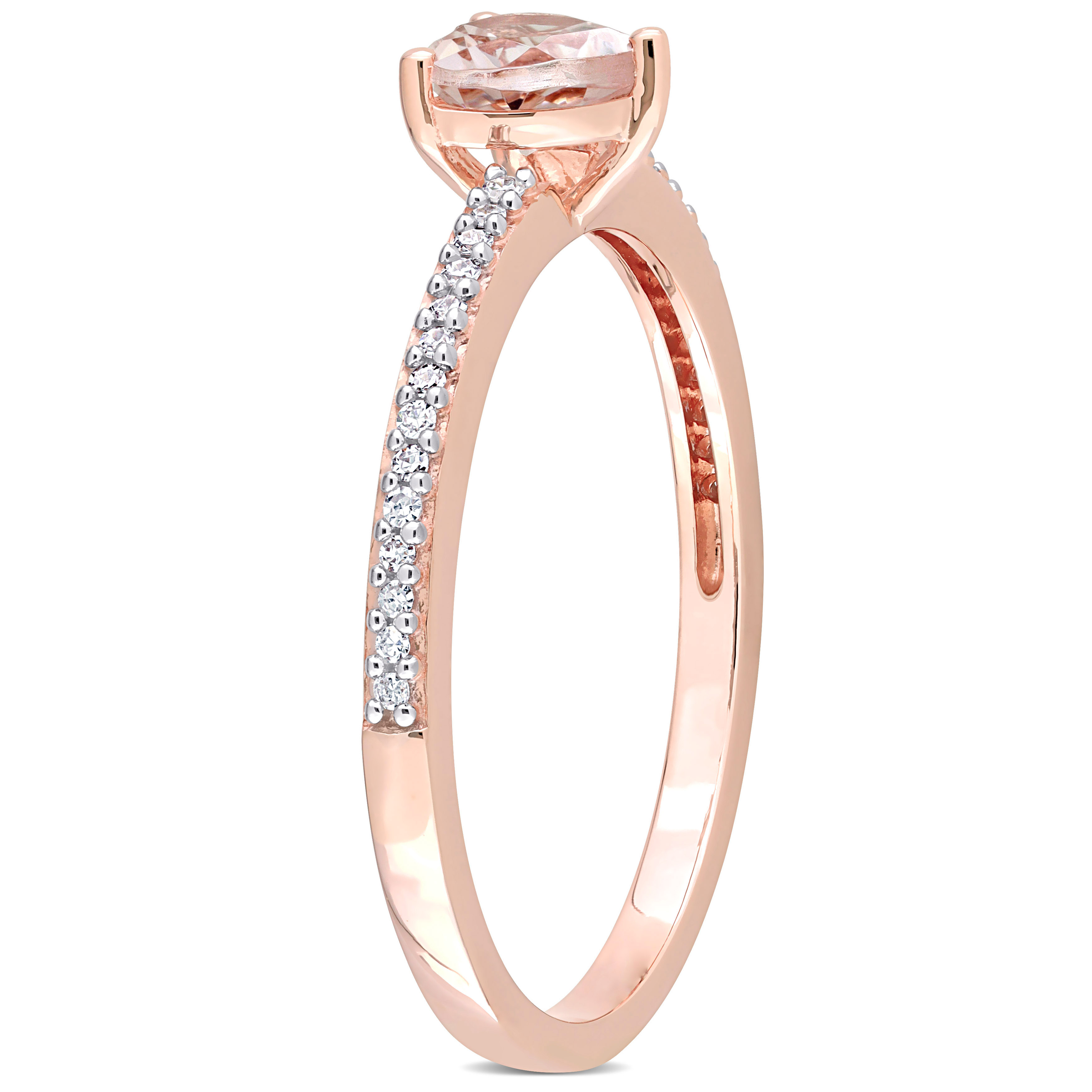 1/2 CT TGW Heart Shaped Morganite and 1/10 CT TW Promise Ring in 10k Rose Gold
