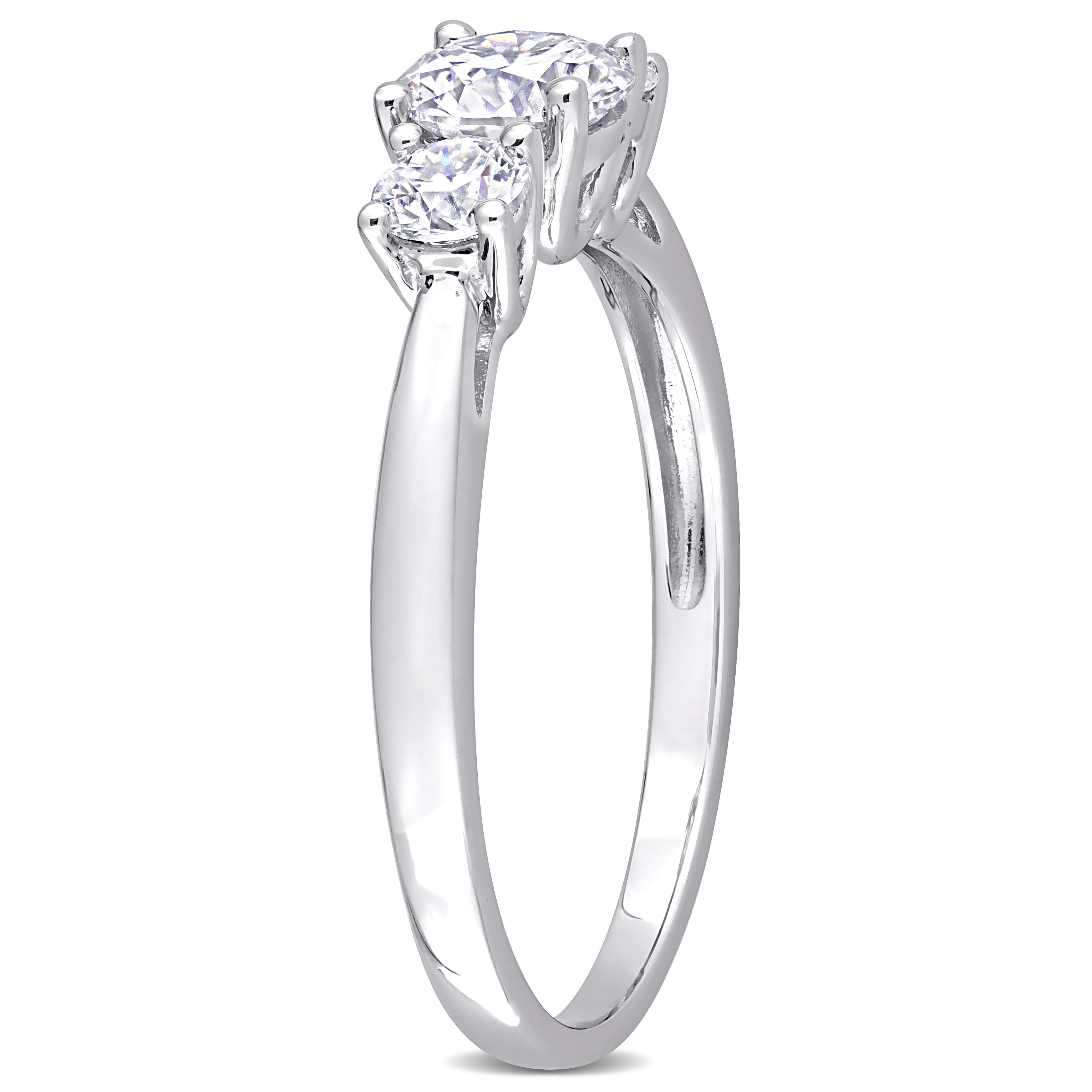 1 CT DEW Created Moissanite 3-Stone Engagement Ring in Sterling Silver