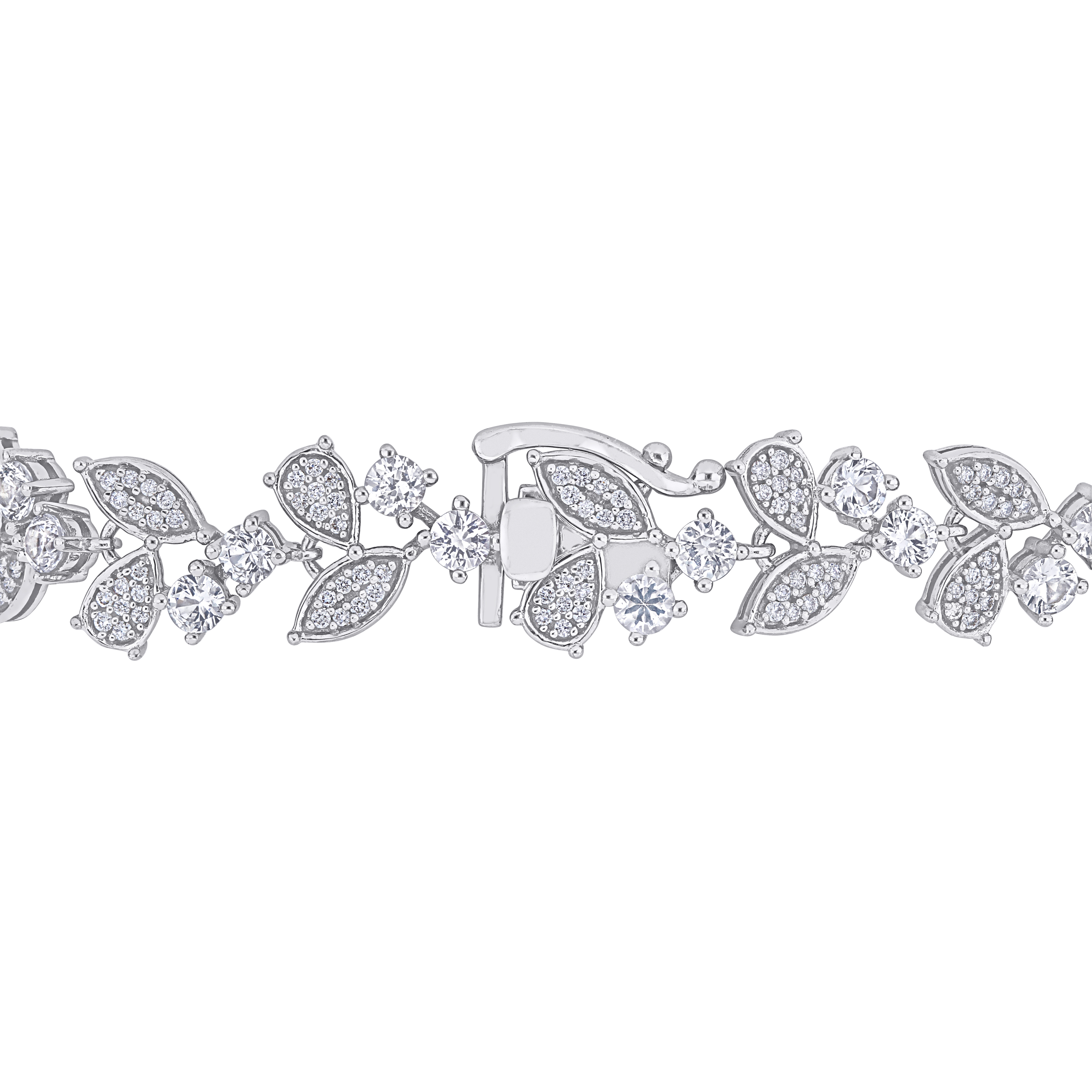 5 CT TGW White Sapphire and 1 CT TW Diamond Bracelet in 10k White Gold - 7.25 in.