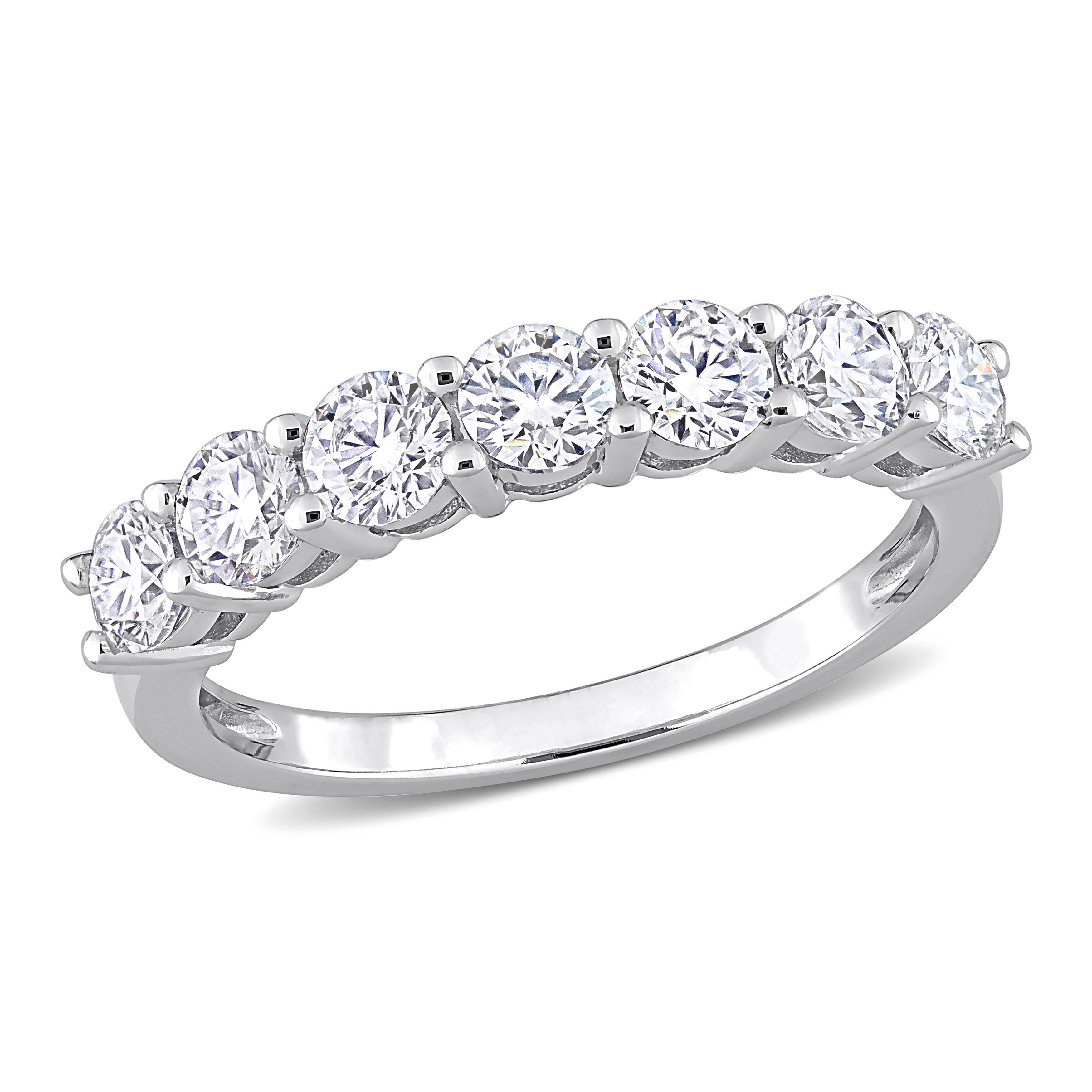 1 CT DEW Created Moissanite Semi Eternity Band in 10k White Gold