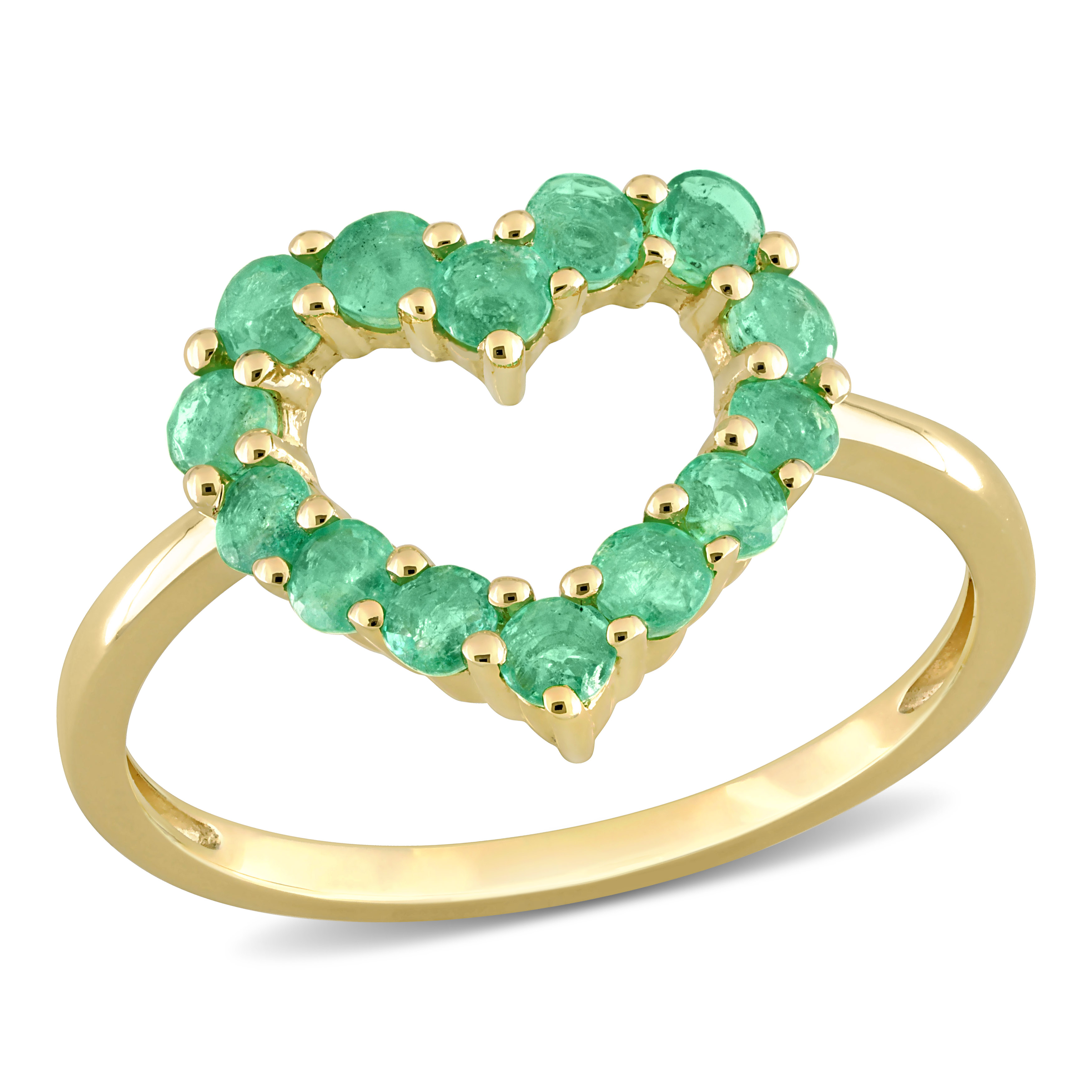 3/4 CT TGW Emerald Heart Ring in 10k Yellow Gold